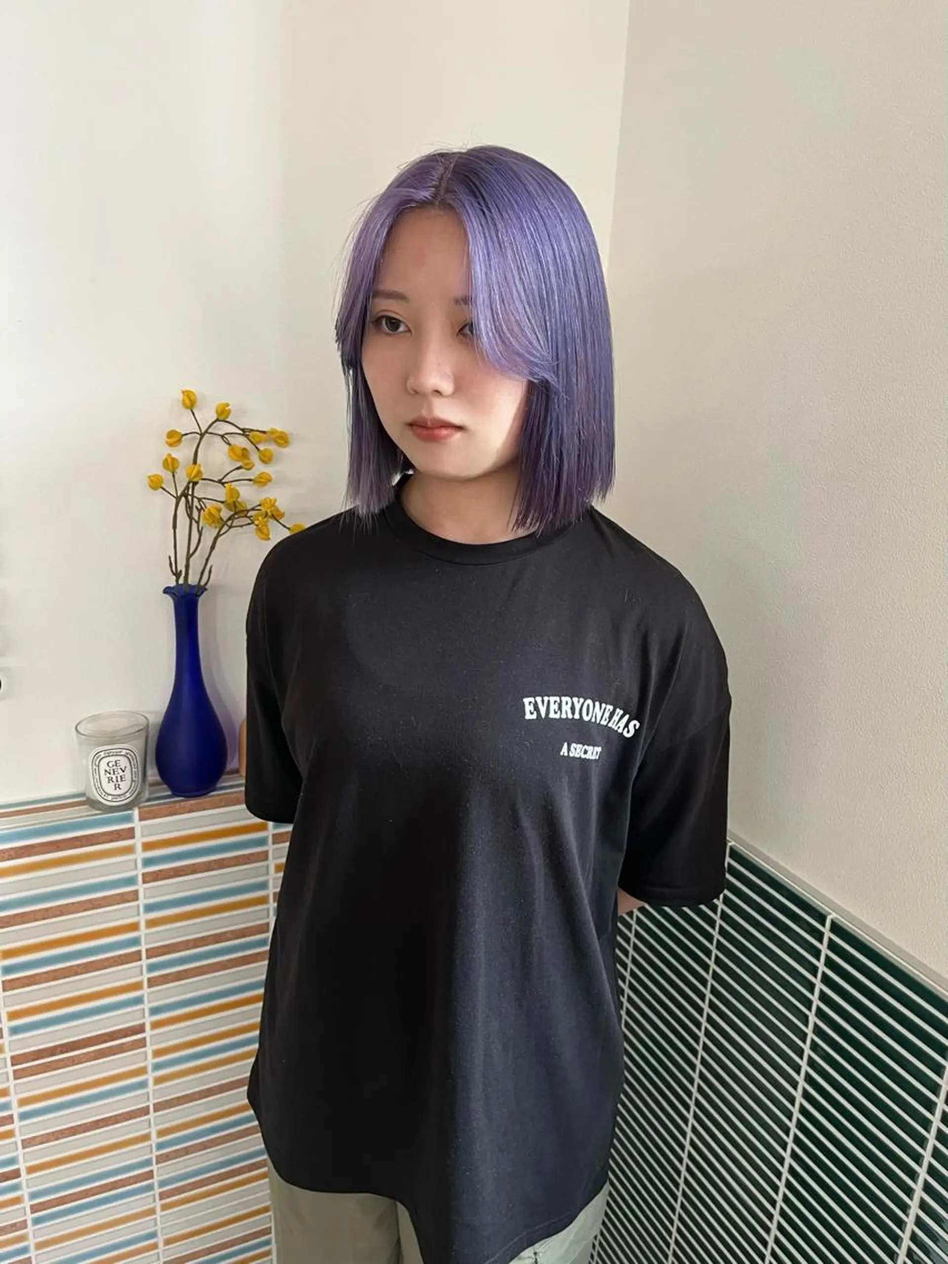 ミディアム カラー ブリーチ ラベンダーカラー カット ヘアカラー トリートメント 🩷ハイトーン透明感 レイヤー🩷ユリカのヘアスタイル