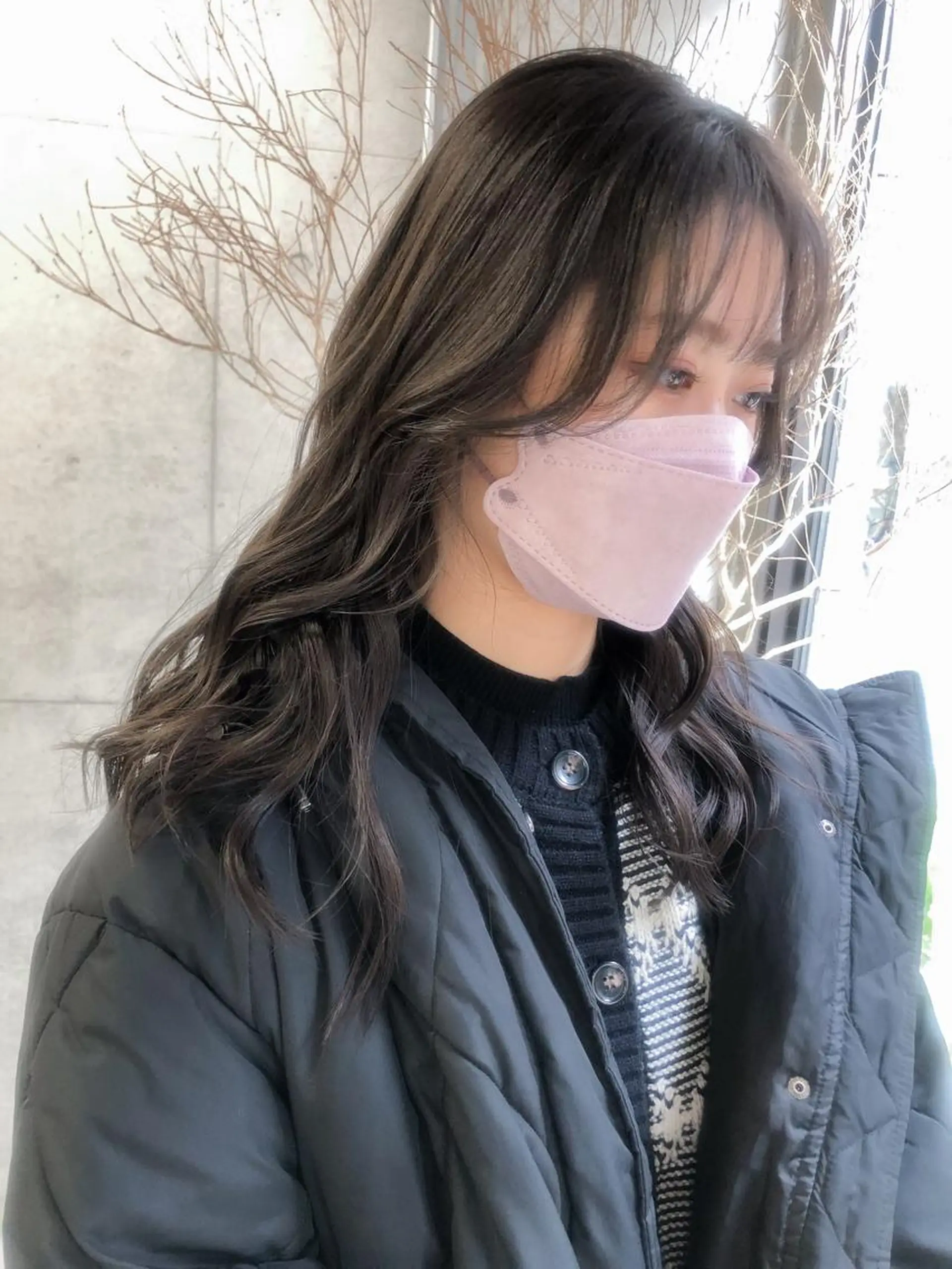 セミロング カラー ヘアアレンジ rii-🩰 トレンド韓国ヘアのヘアスタイル