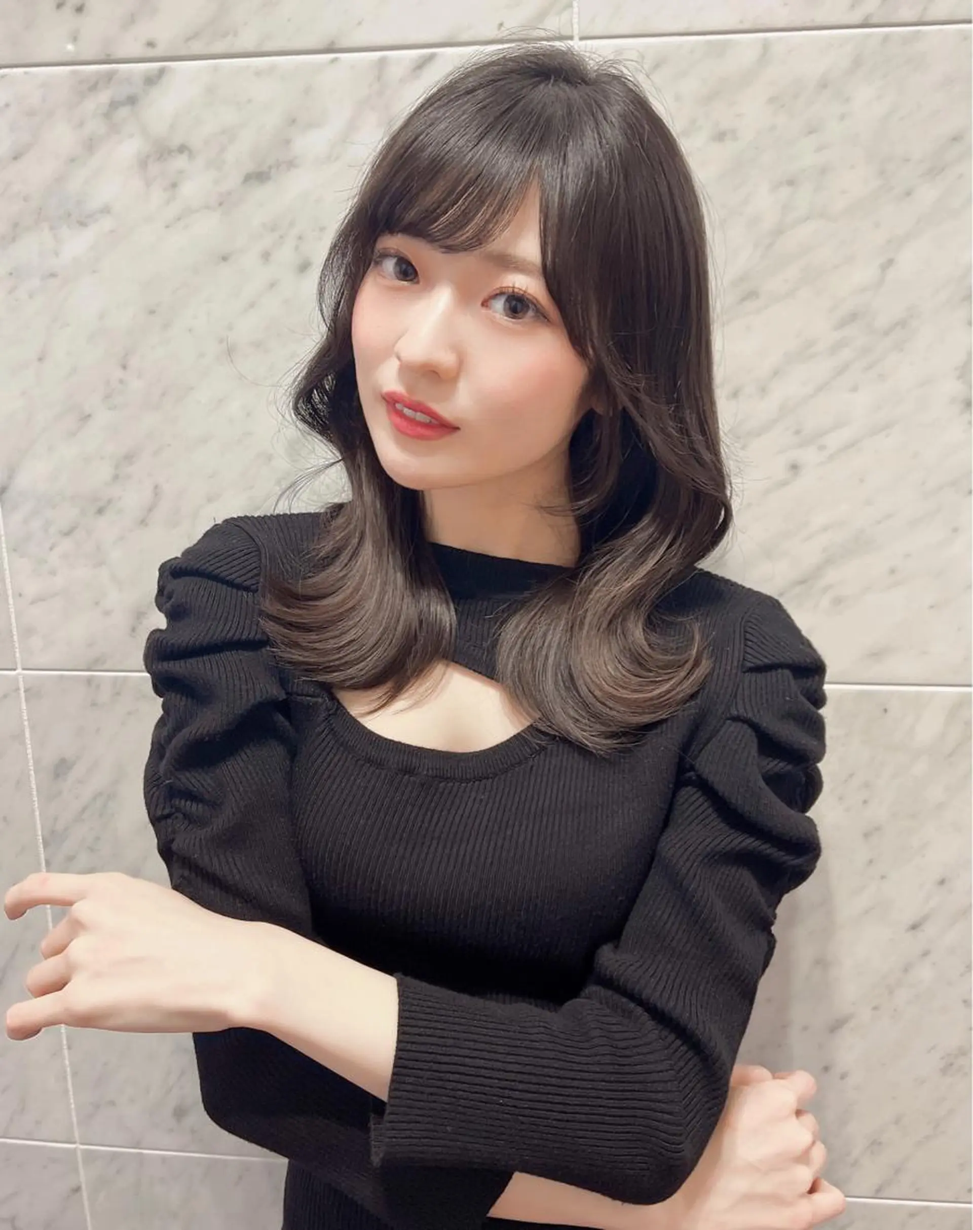 セミロング カラー カット ヘアカラー トリートメント レイヤーカット/ 顔周り 五島巨幹のヘアスタイル