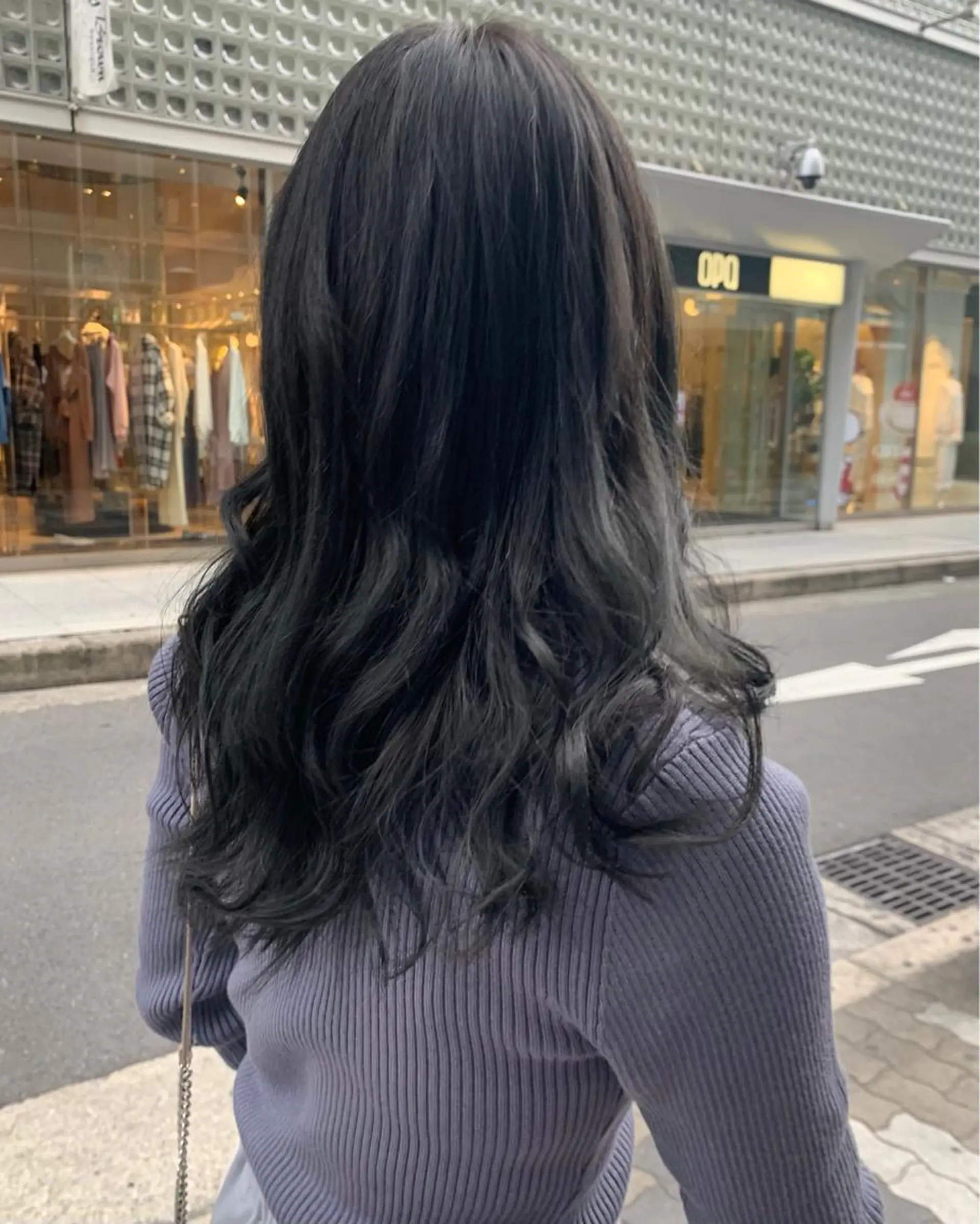 ロング カラー 黒髪 ブルーカラー ブルーブラック 艶髪/レイヤー 💖心斎橋/Sakiのヘアスタイル