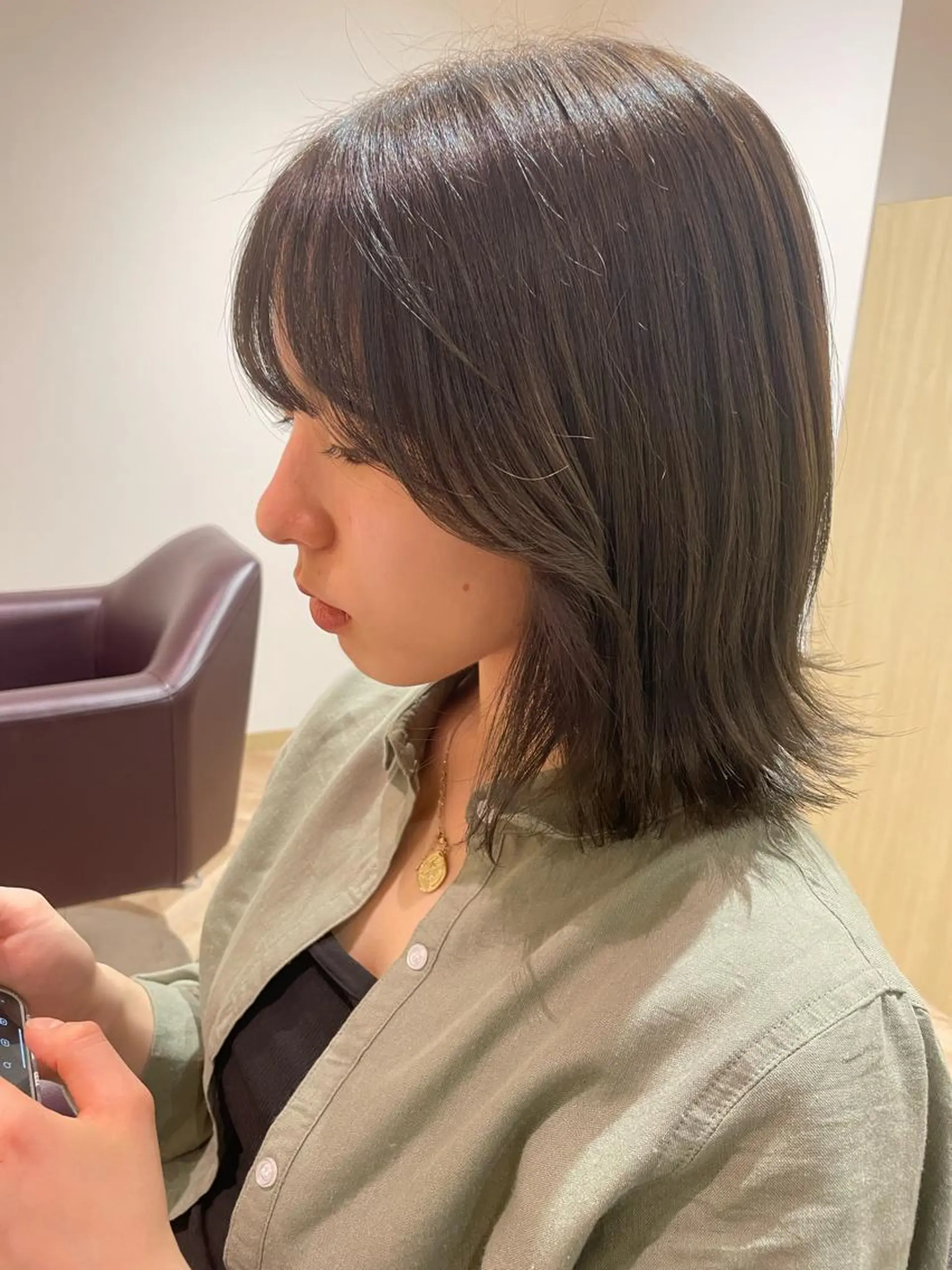 ミディアム くびれヘア 外ハネヘア カット ヘアカラー 韓国/顔周りカット /キム チョウヒのヘアスタイル