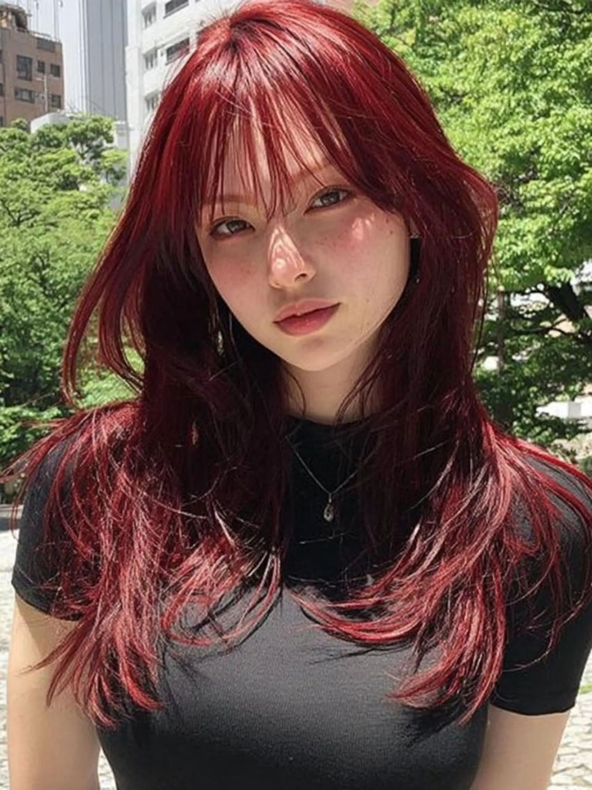 ロング カラー カット ヘアカラー ✂韓国レイヤー 🦋みやび🪽のヘアスタイル