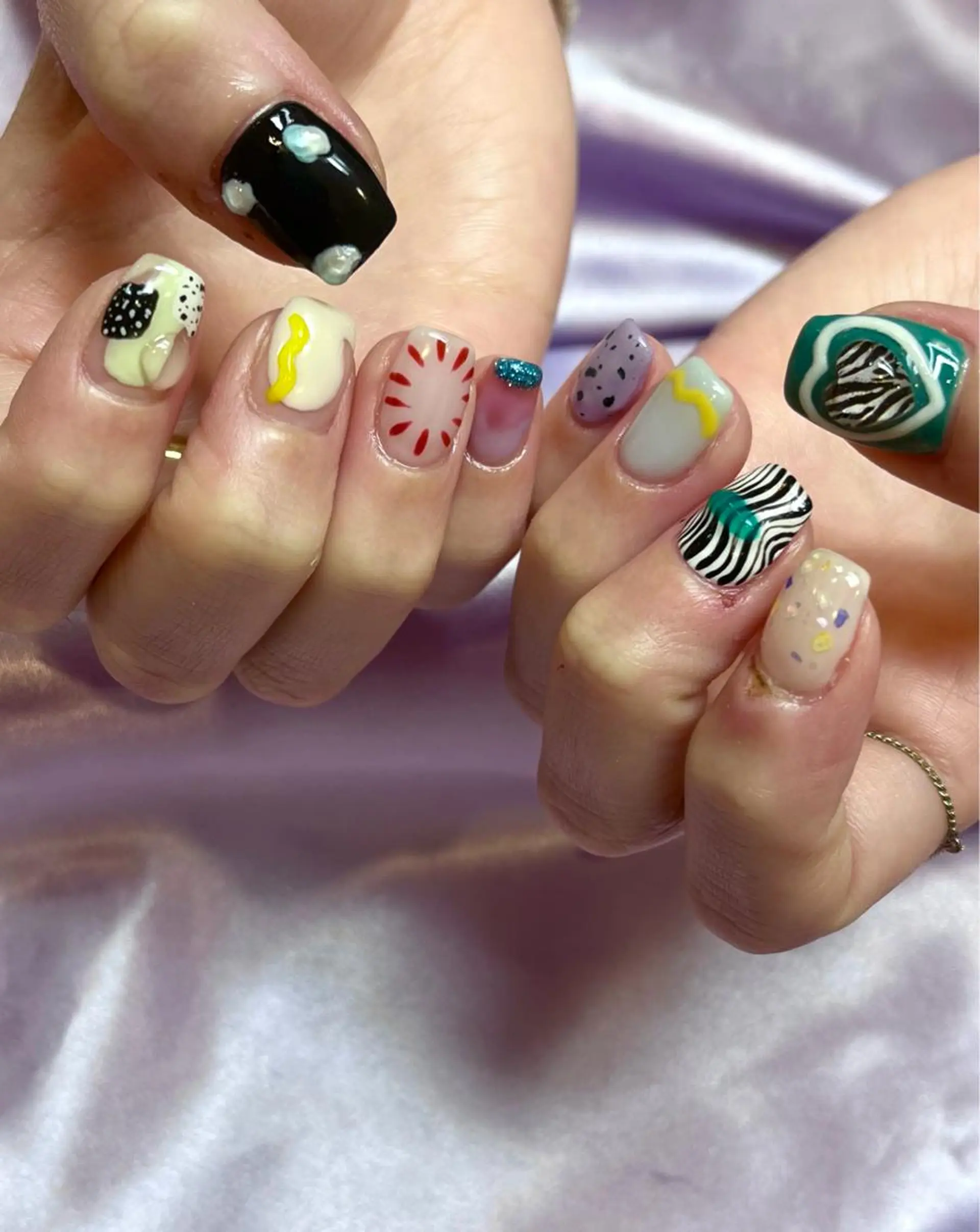 ネイル アニマル柄 ガーリー ハート キラキラネイル ラメ(グリッター) ハンドネイル フットネイル para ☀︎ sol by BECK所属・Para Sol nail　Maoのネイルデザイン