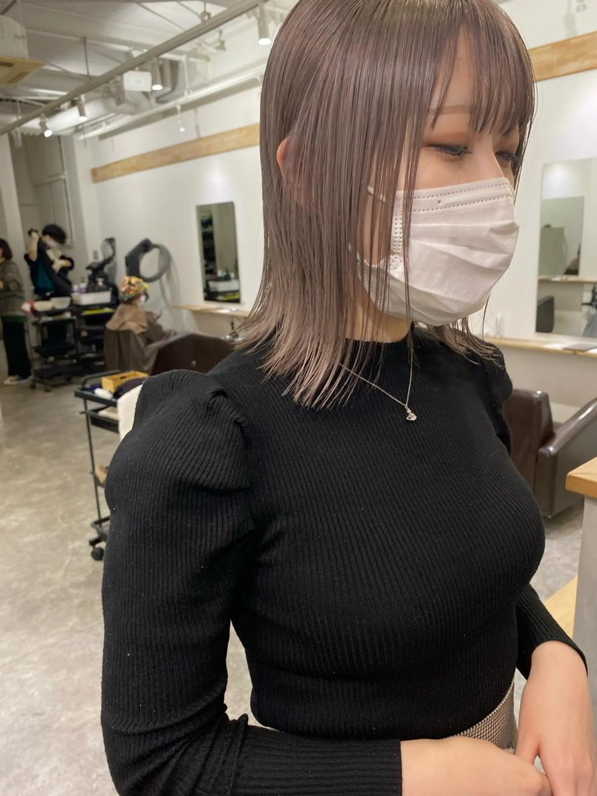 ミディアム ヘアカラー 森貴裕/ベージュ/ パーマ/オリーブのヘアスタイル