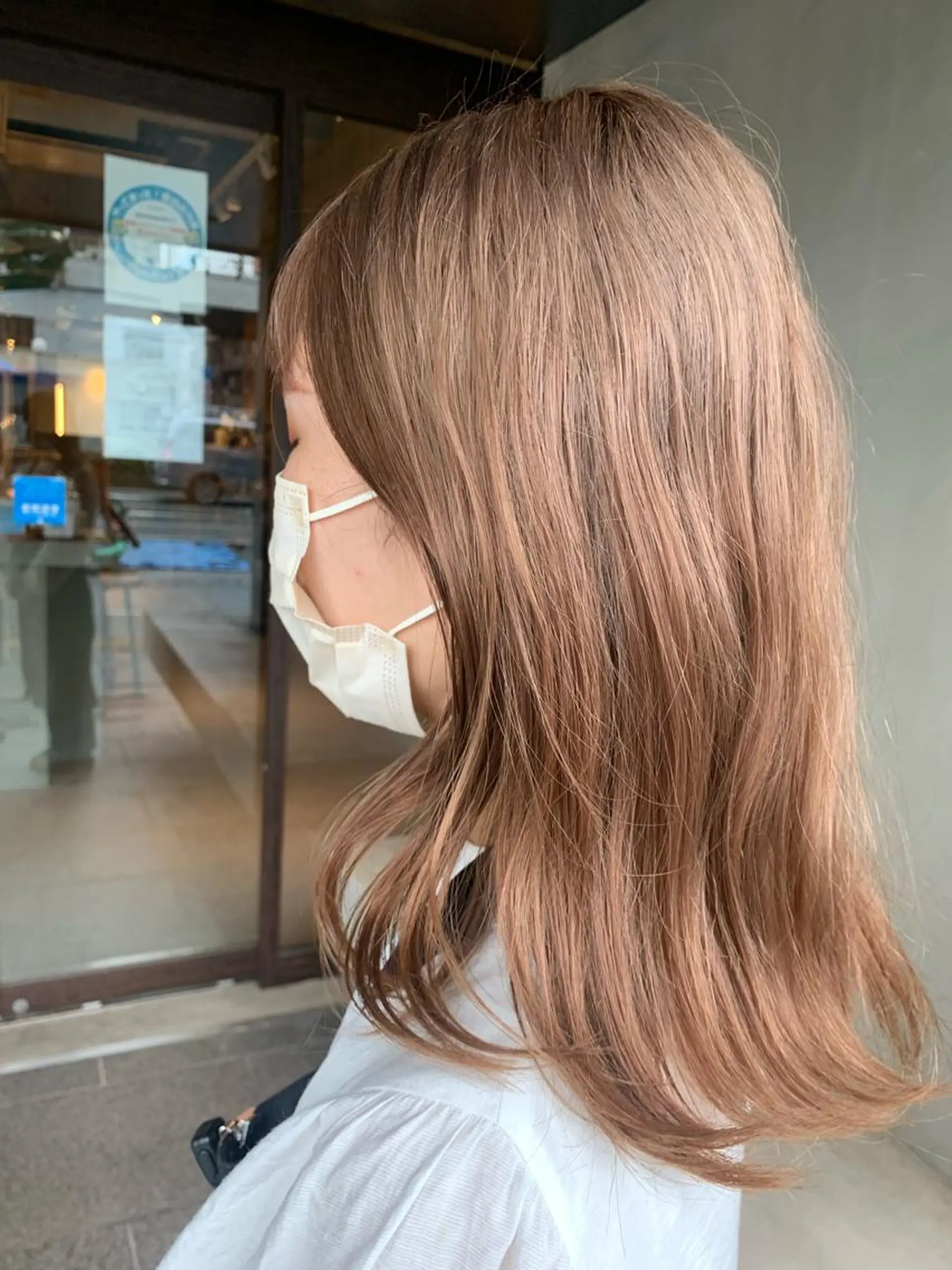 ミディアム カラー ベージュカラー ハイトーンカラー オレンジ ヘアカラー 暖色color/ mana🎀のヘアスタイル