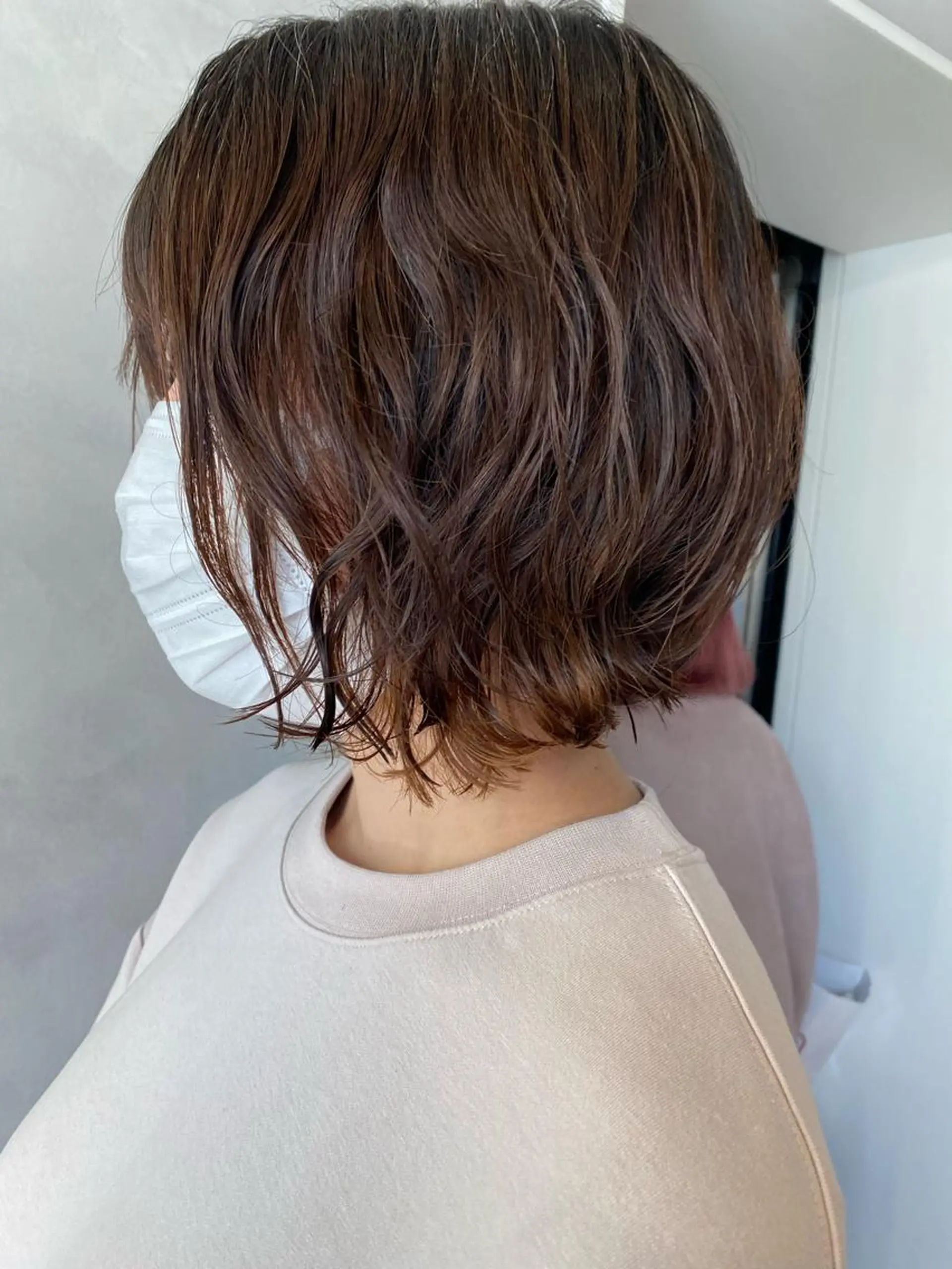 ショート パーマ ボブ ニュアンスパーマ ピンク/ベージュ /似合わせ/田島百華のヘアスタイル