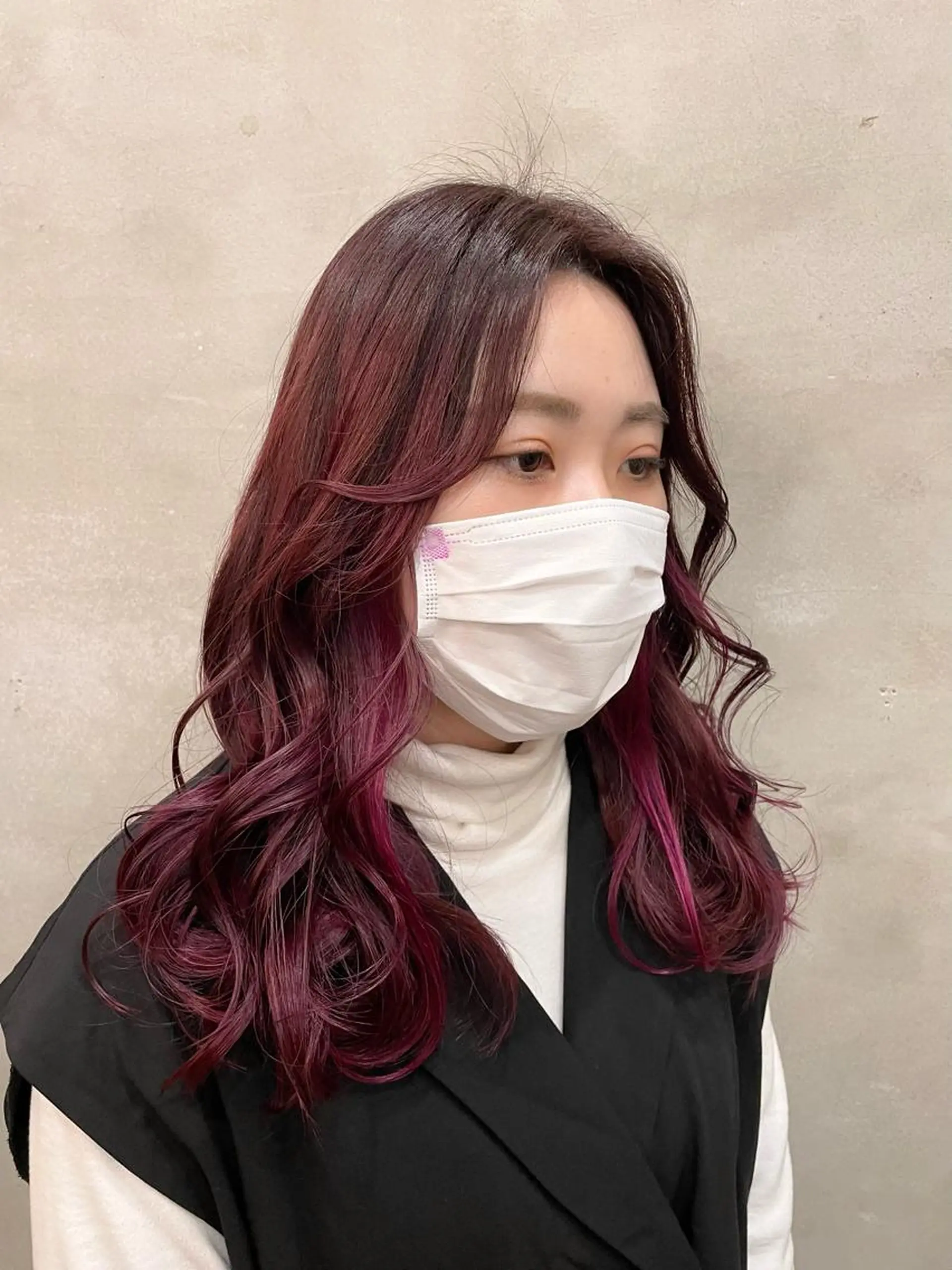 セミロング カラー ヘアカラー トリートメント 【ピンク/韓国ヘア/ ヘアセット】亜海のヘアスタイル