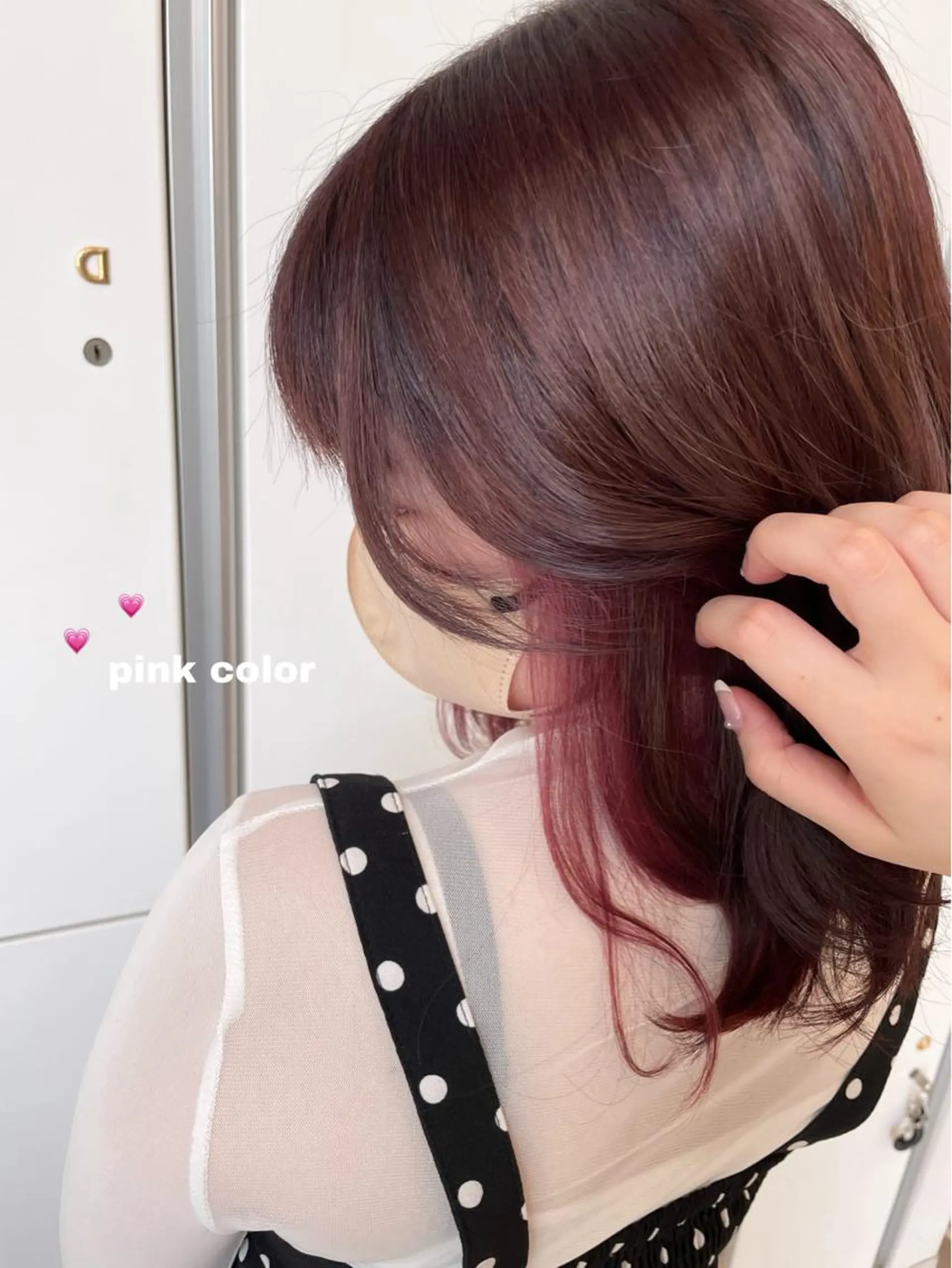 ミディアム カラー ピンクカラー noa hair design 町田店所属・miyu♡̷̷ 韓国ヘア/顔まわりのヘアスタイル