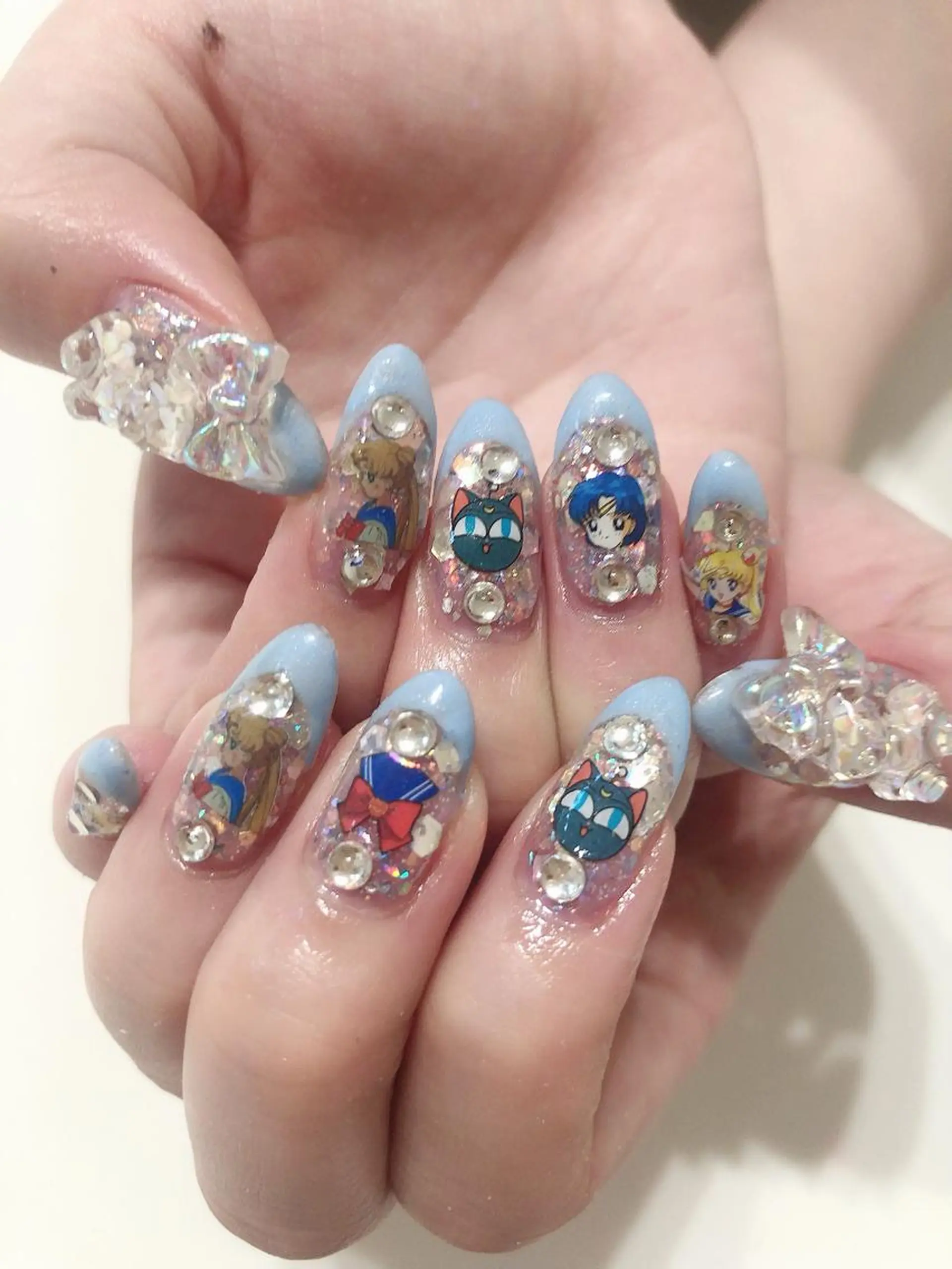 ネイル フレンチネイル 水色 ハンドネイル * haruのネイルデザイン