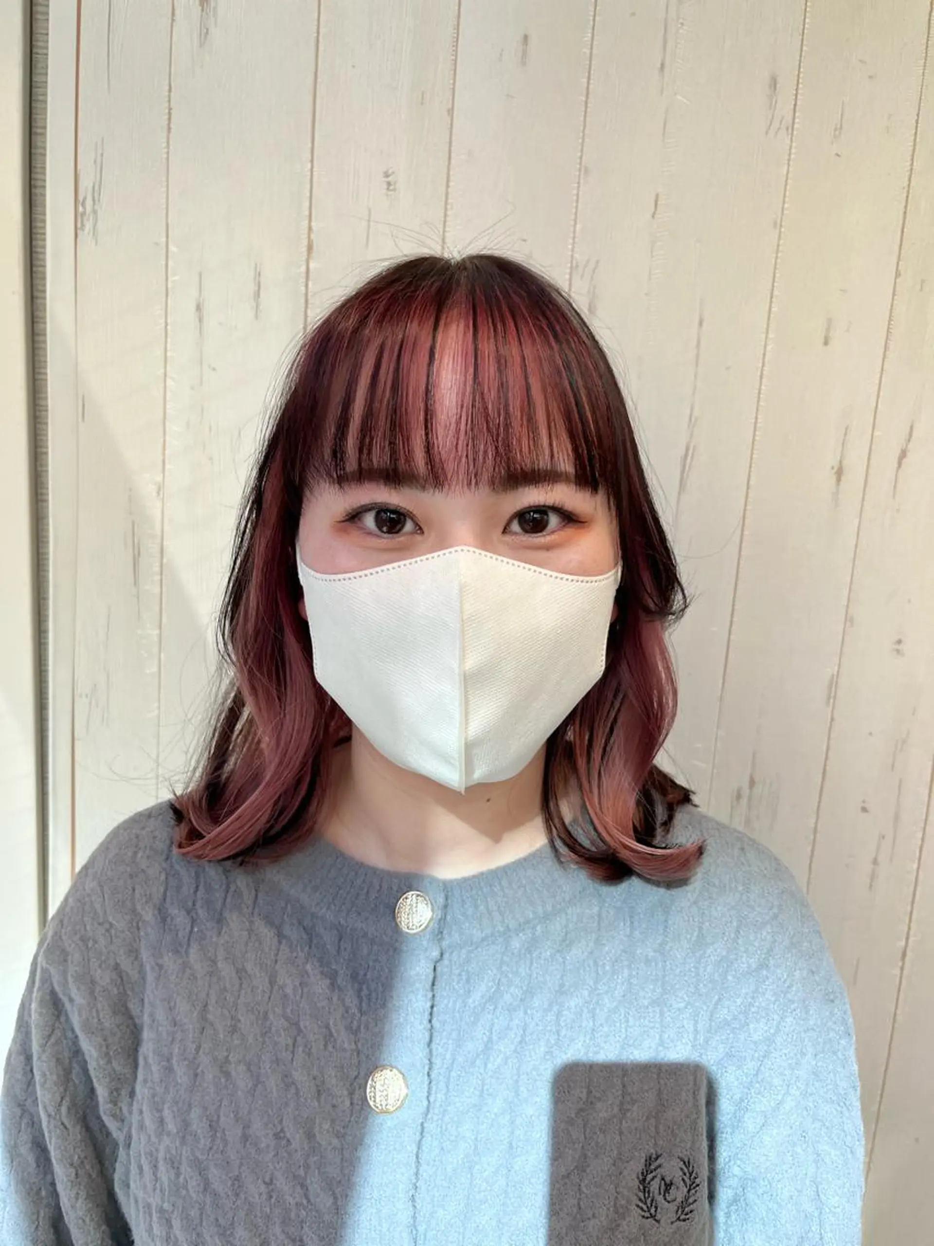 ミディアム カラー ブラウンカラー ピンクカラー ピンクブラウン dogstar小林諒 レイヤー/パーマのヘアスタイル