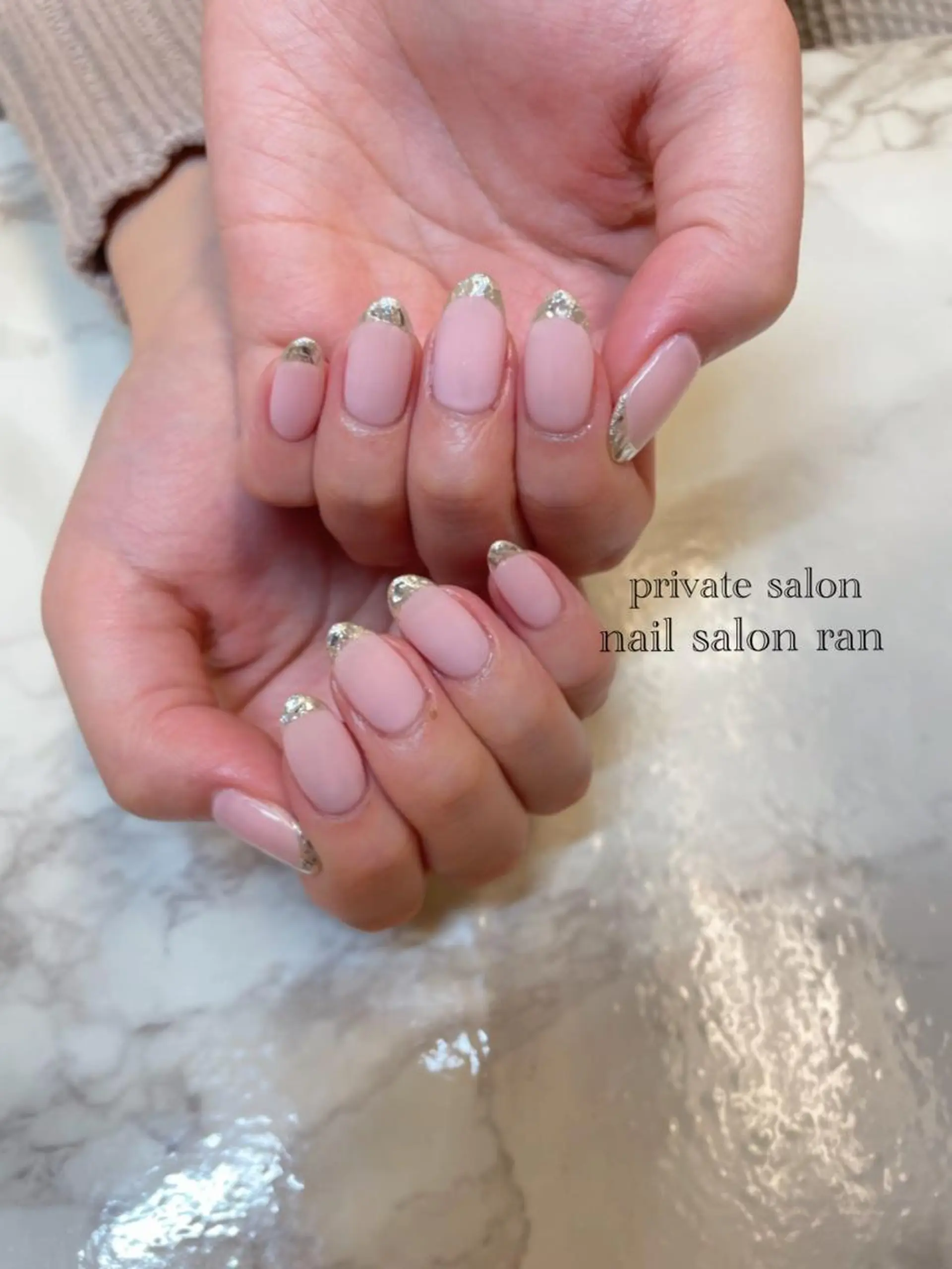 ネイル フレンチネイル ガラスフレンチ 持ち込み nailsalon ranのネイルデザイン