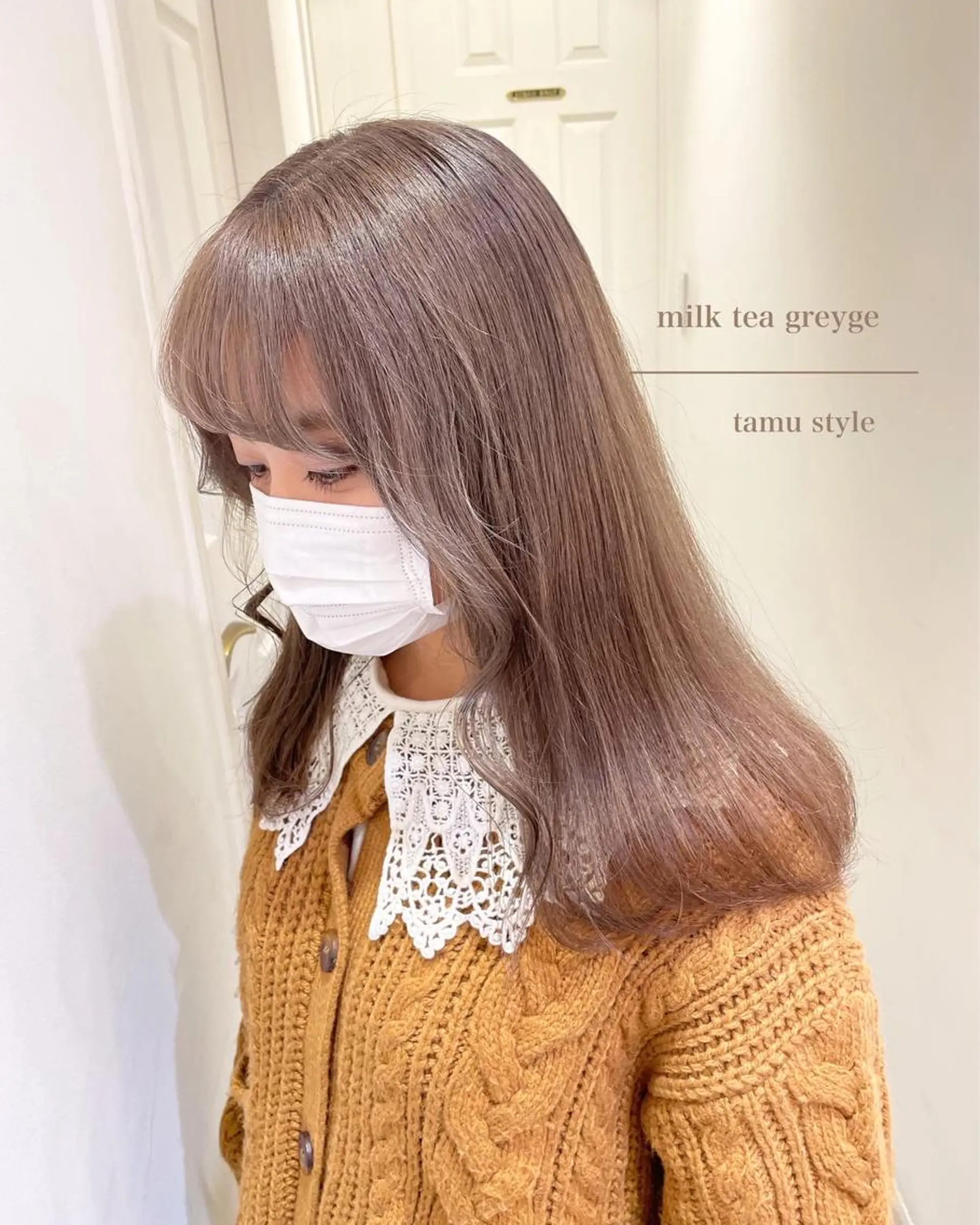 セミロング カラー ベージュカラー ブリーチ グレージュ ミルクティーグレージュ ヘアカラー エクステ/ハイトーン 🐏☁️miminaのヘアスタイル