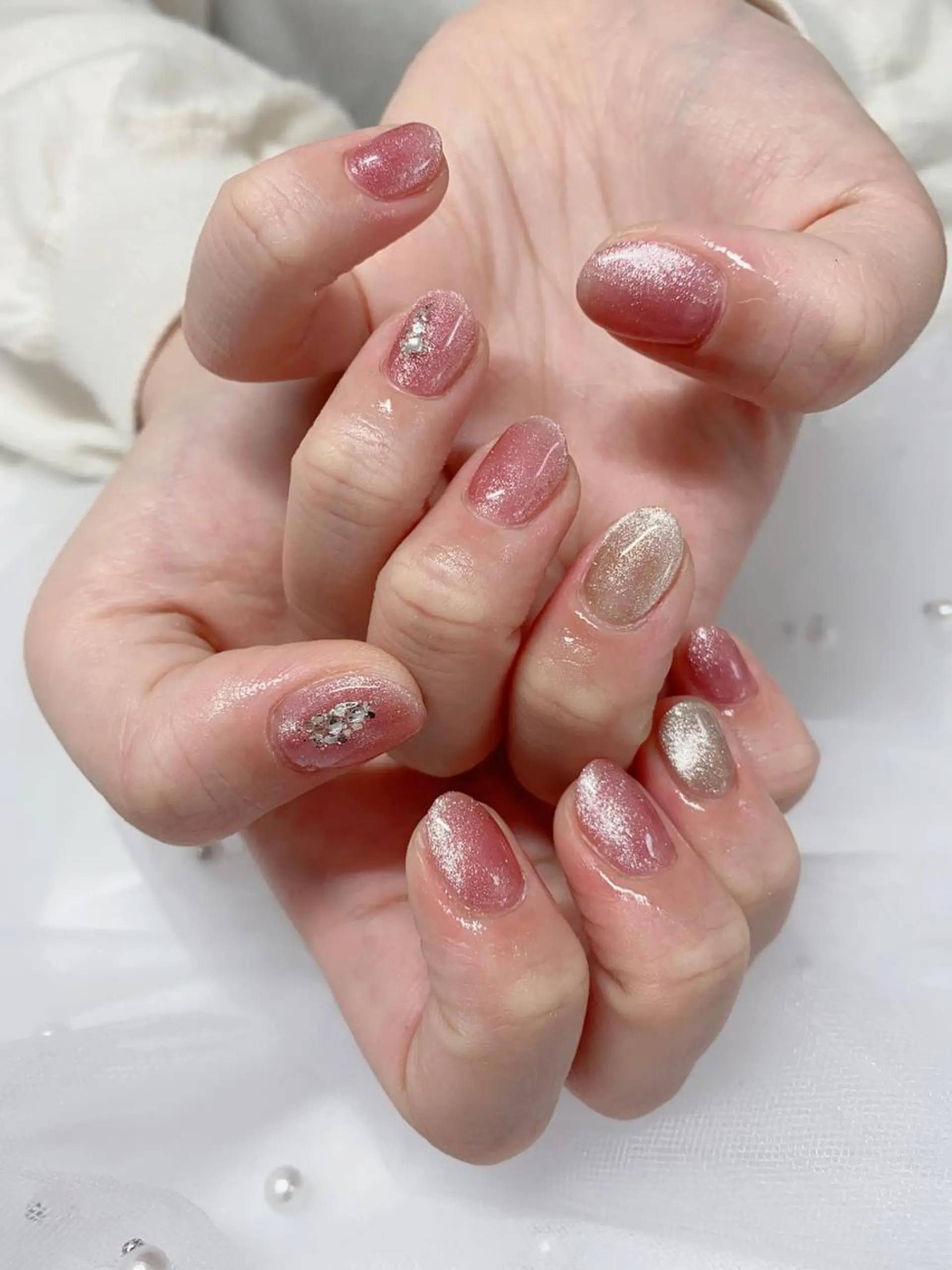 ネイル アートネイル フレンチネイル マグネットネイル マグネットフレンチ Jasmine nailsalon所属・ジャスミン ネイルサロンのネイルデザイン