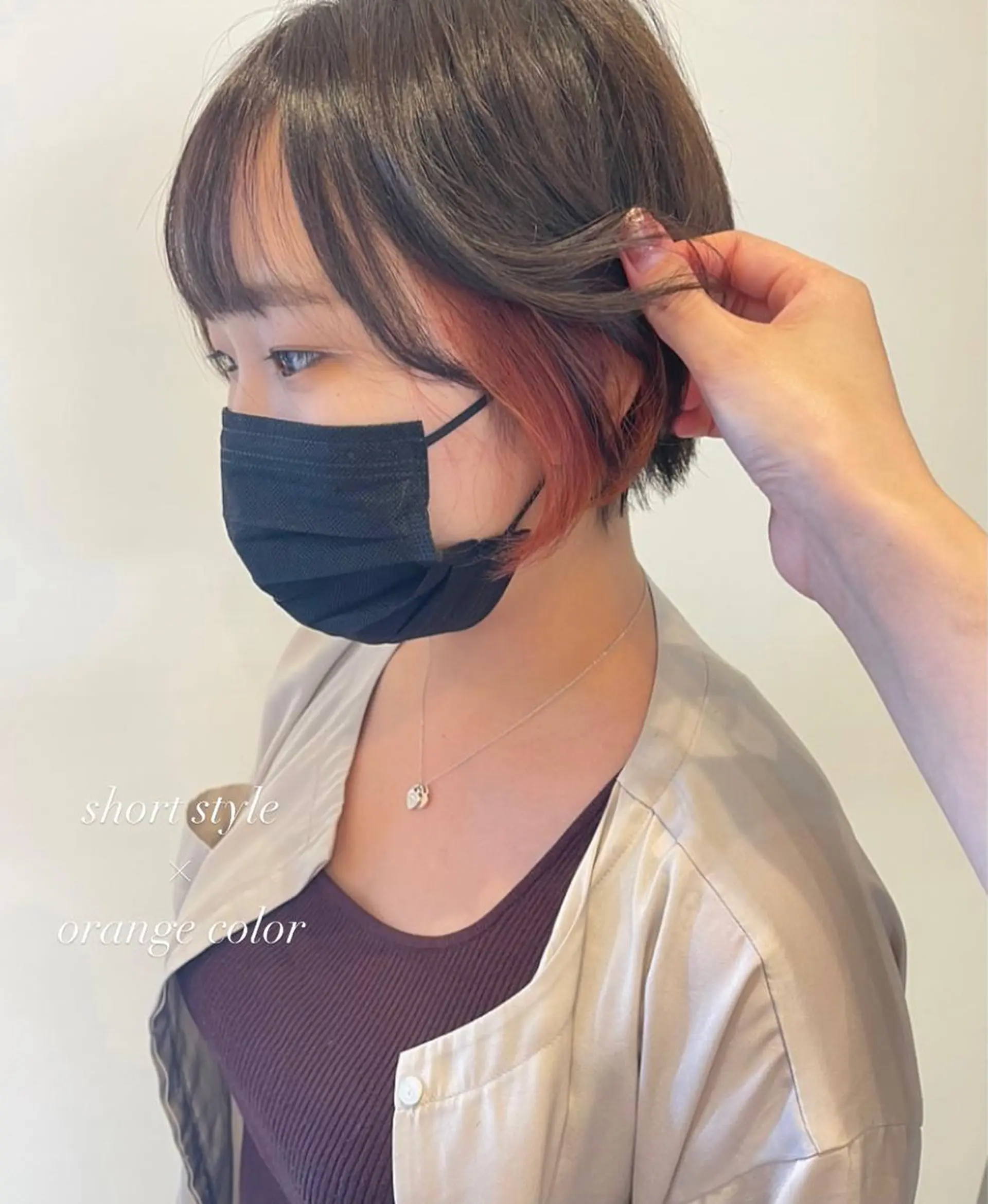 ショート カラー ブリーチ オレンジ カノエ 乃木店のヘアスタイル