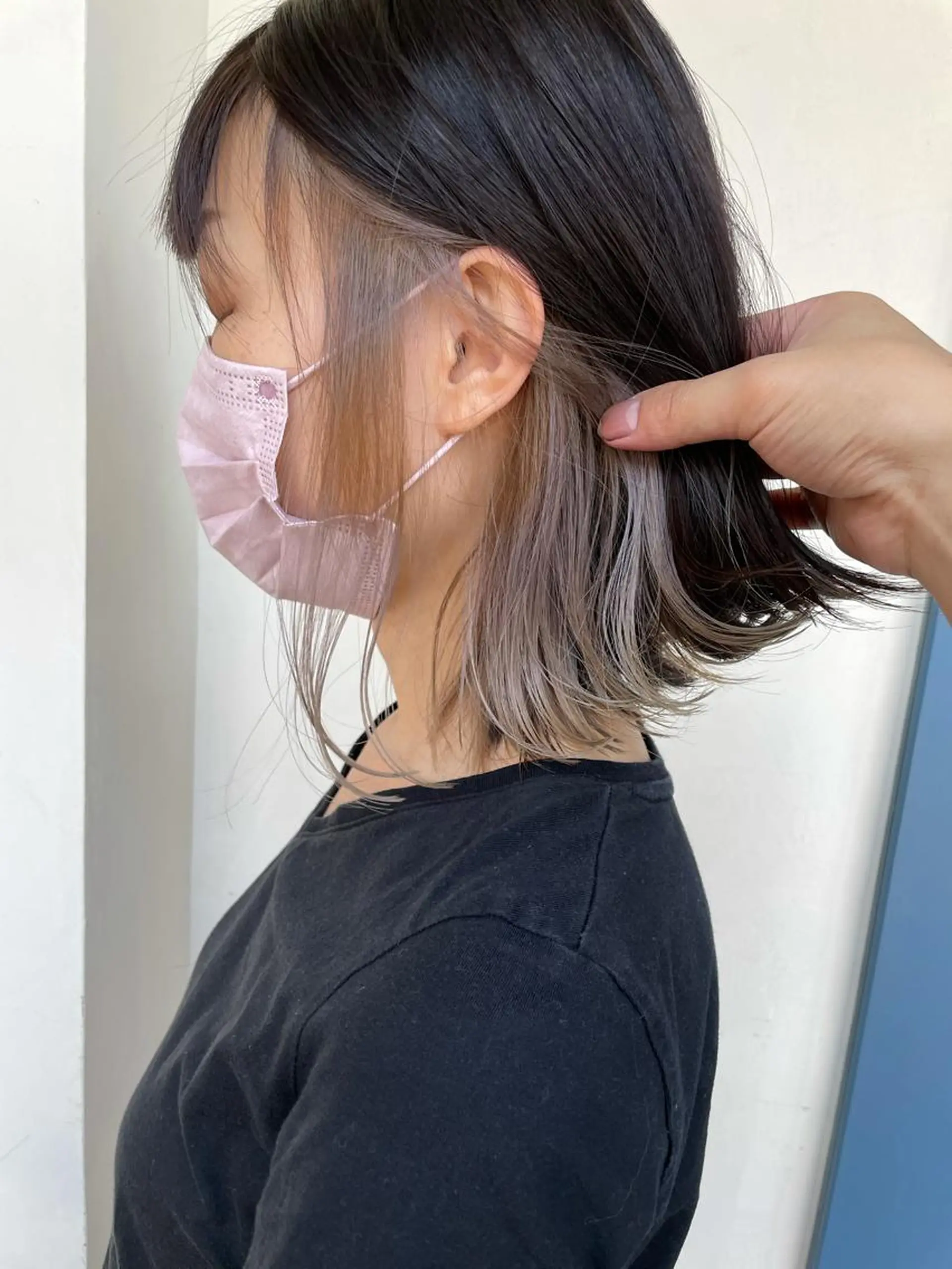 ミディアム ブリーチ毛矯正.髪質 改善.髪にドラマをのヘアスタイル