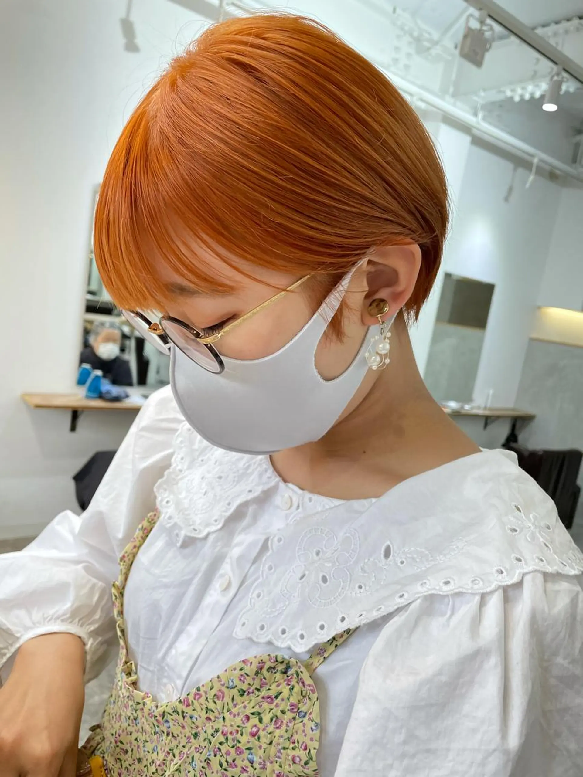 ショート カラー パーマ ヘアアレンジ メンズ キッズ ネイル マツエク・マツパ オレンジ カラーマツエク オレンジ ヘアカラー トリートメント パーマ/透明感カラー /ボブ/吉田一生のヘアスタイル