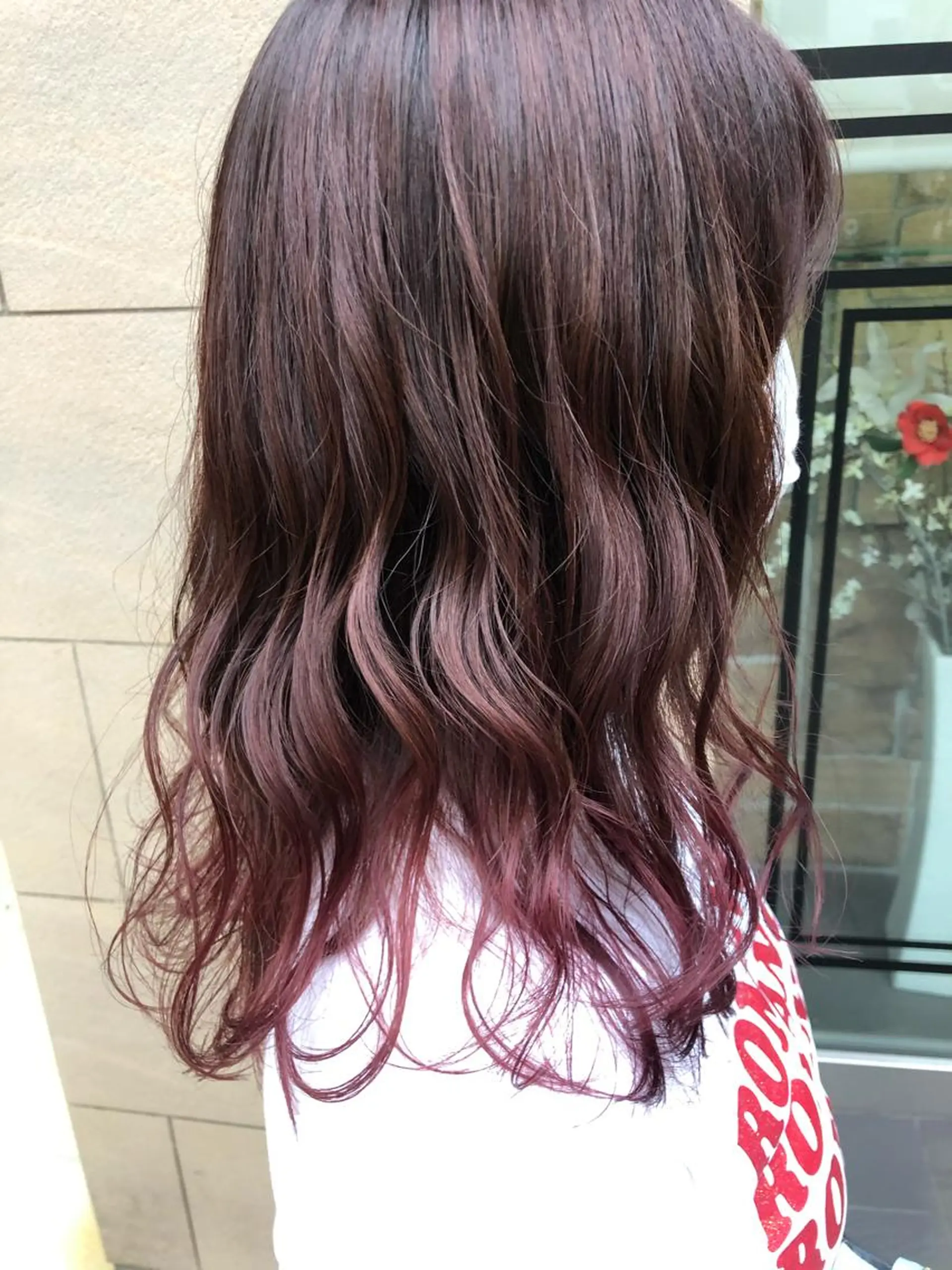 セミロング カラー ヘアアレンジ ブリーチ グラデーションカラー ピンクカラー チャンモリパーマ/韓 国/Minami🦋のヘアスタイル