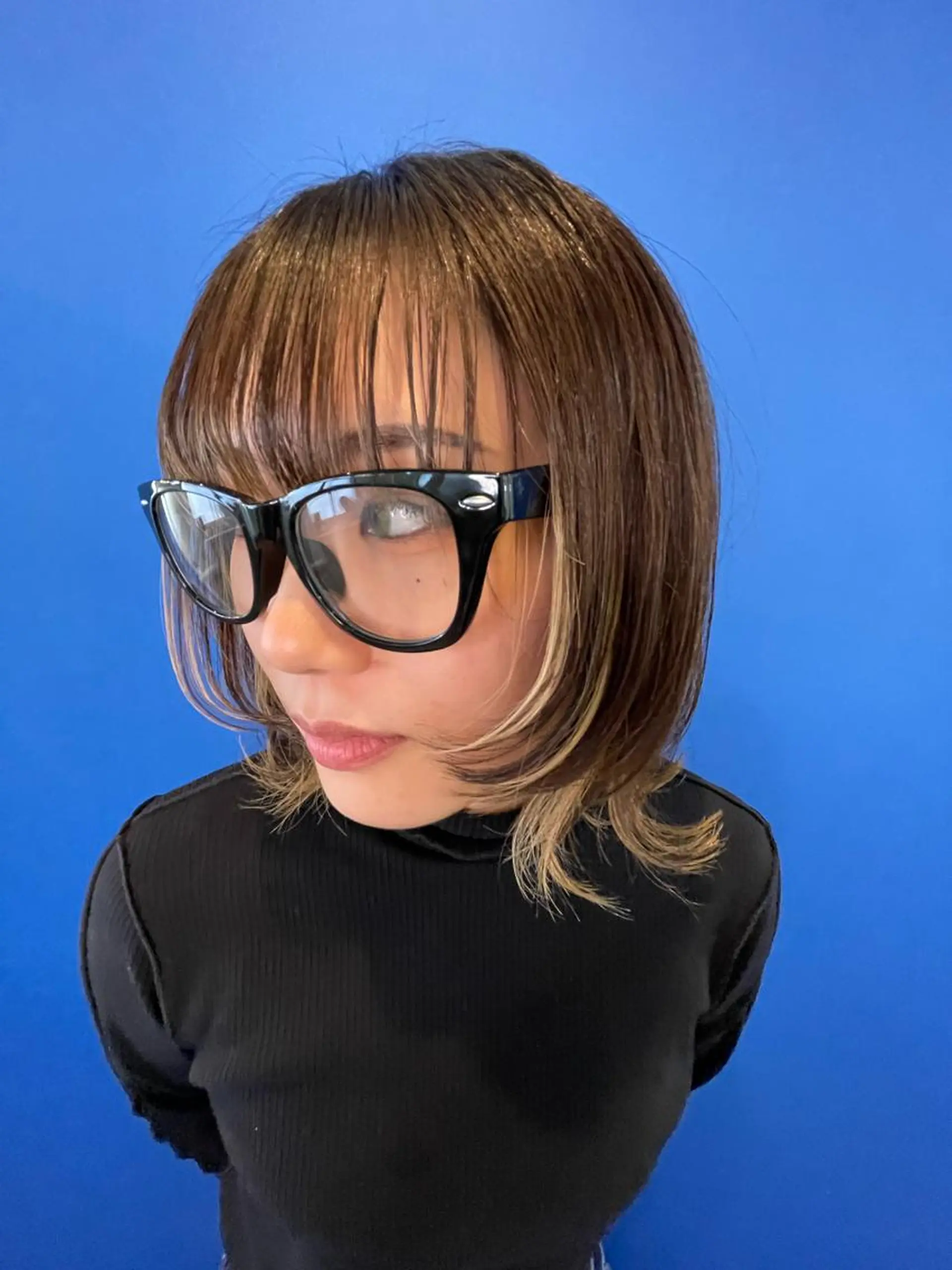 ミディアム カラー 顔周りカット レイヤーカット ウルフカット カット ヘアカラー トリートメント Agu hair moana松本所属・今井 聖玲奈のヘアスタイル