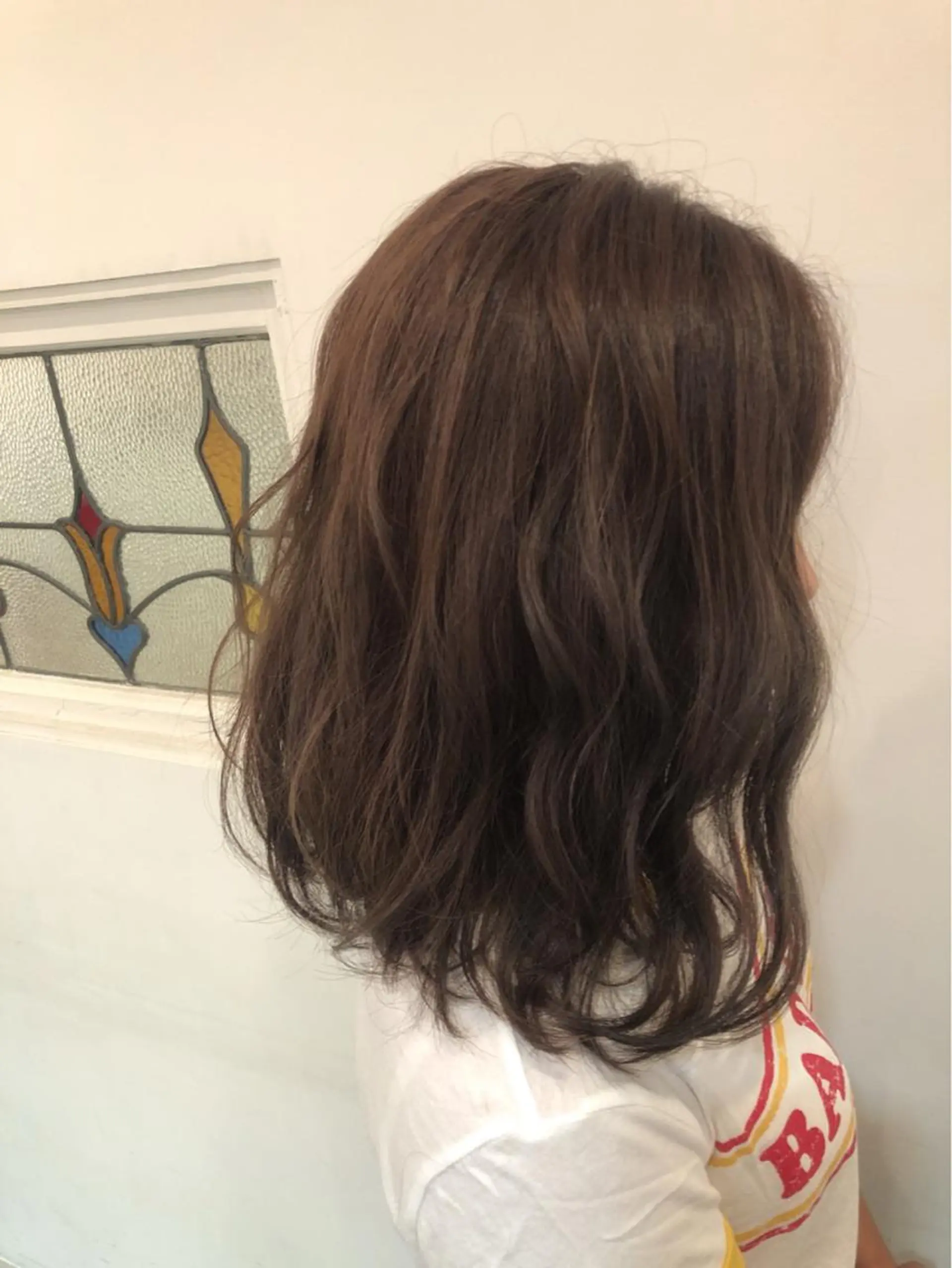 ミディアム カラー パーマ アッシュ ダークグレー 髪質改善/艶髪 永山のヘアスタイル