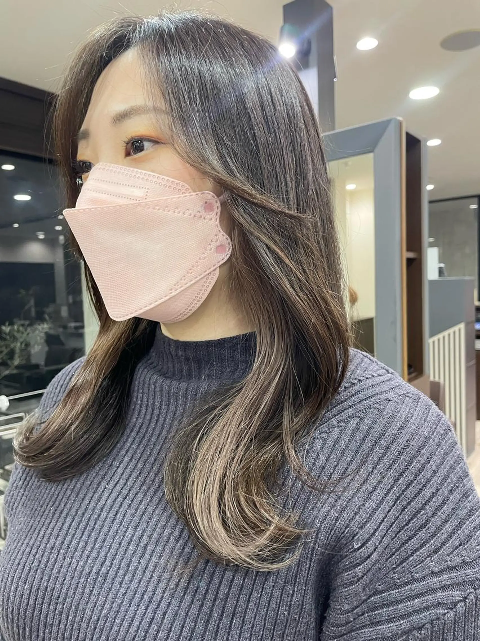 ロング カラー ブリーチ イヤリングカラー 韓国風ヘア たなか りなのヘアスタイル