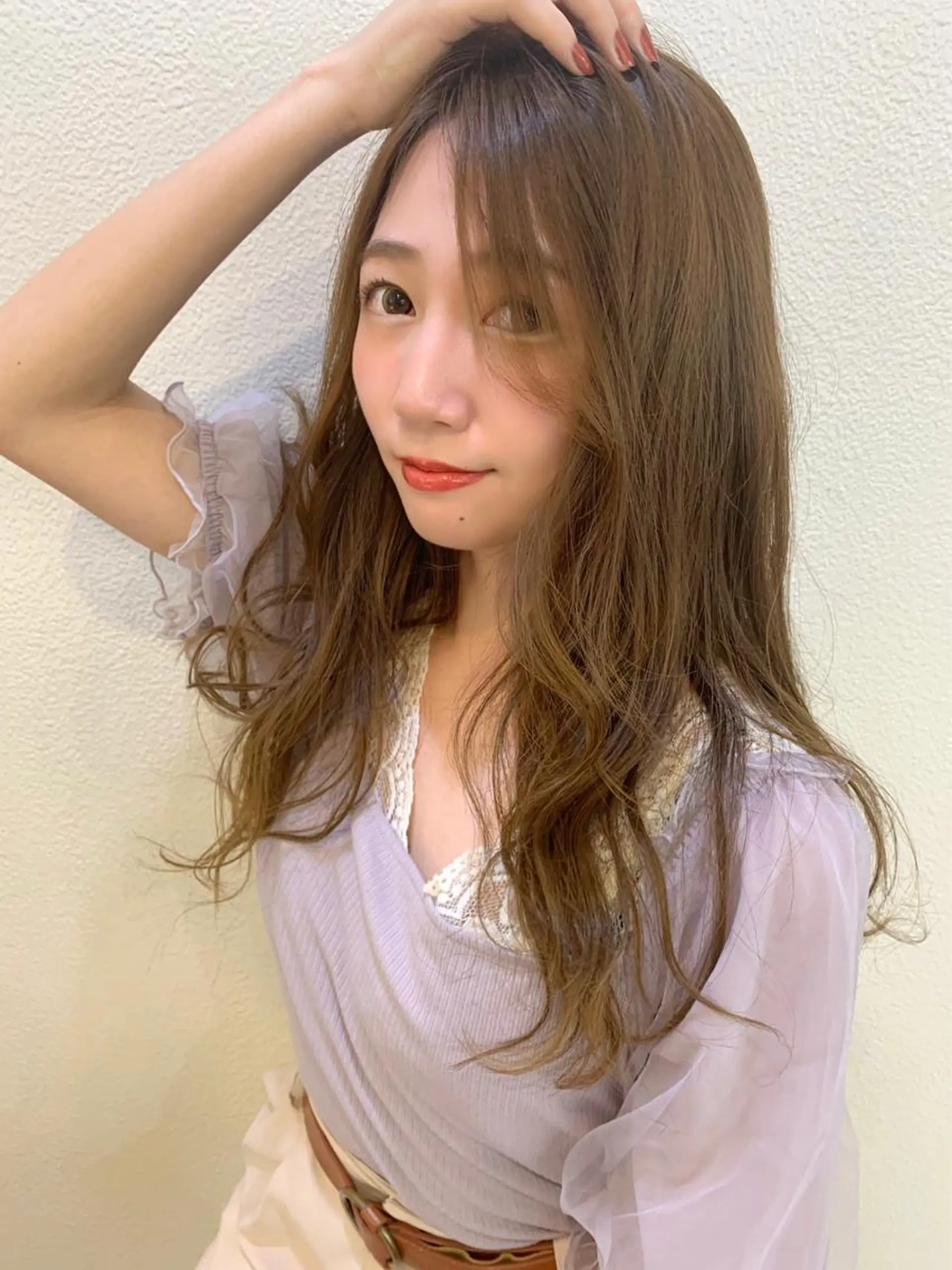 ロング カラー ベージュカラー 透明感カラー 韓国風ヘア レイヤーカット カット ヘアカラー トリートメント 藤間 帆乃夏（とうまほのかのヘアスタイル