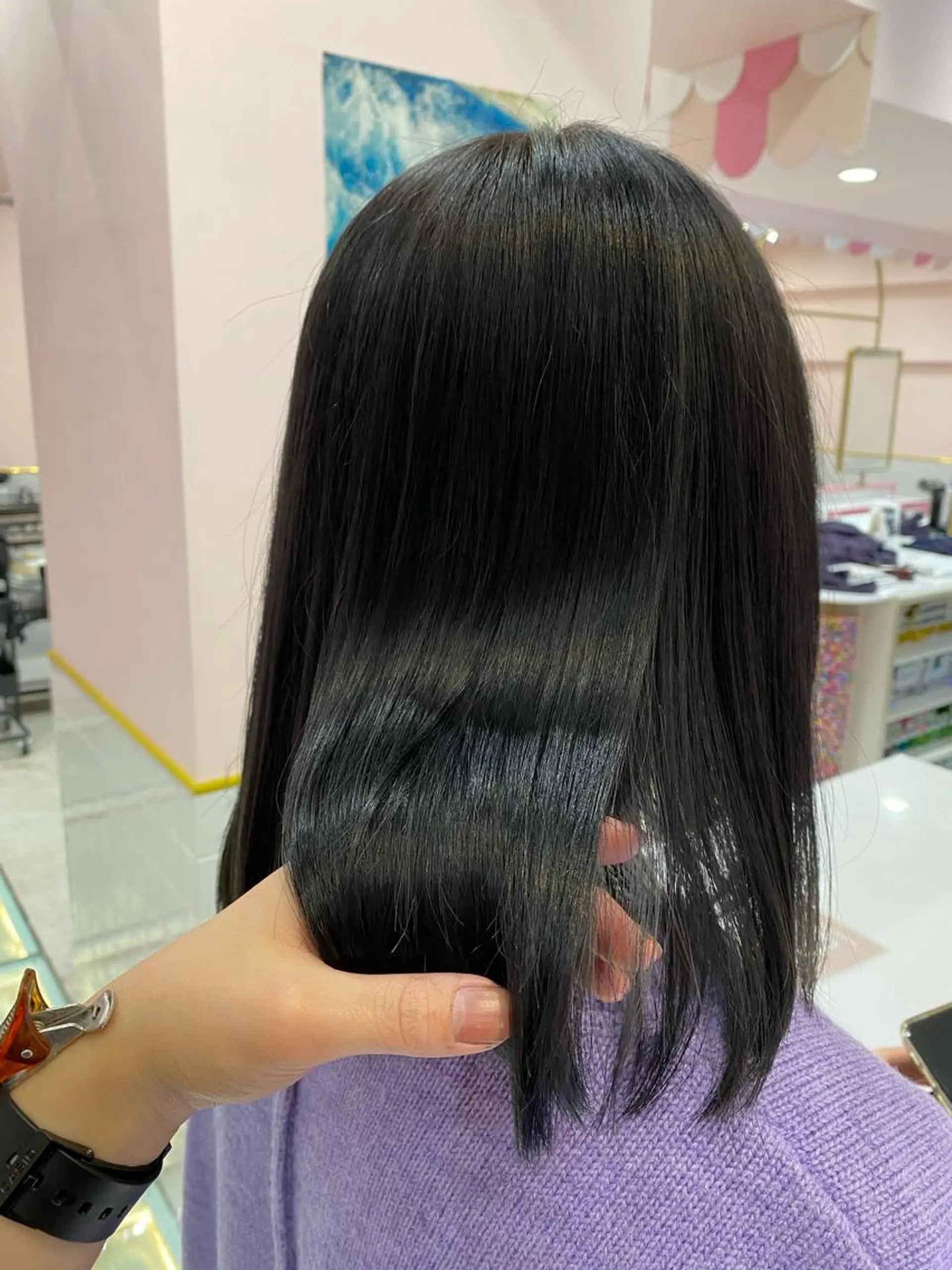 セミロング カラー 黒髪 SALOWIN横浜所属・𓍯韓国style/ 髪質改善𓍯中村和希のヘアスタイル