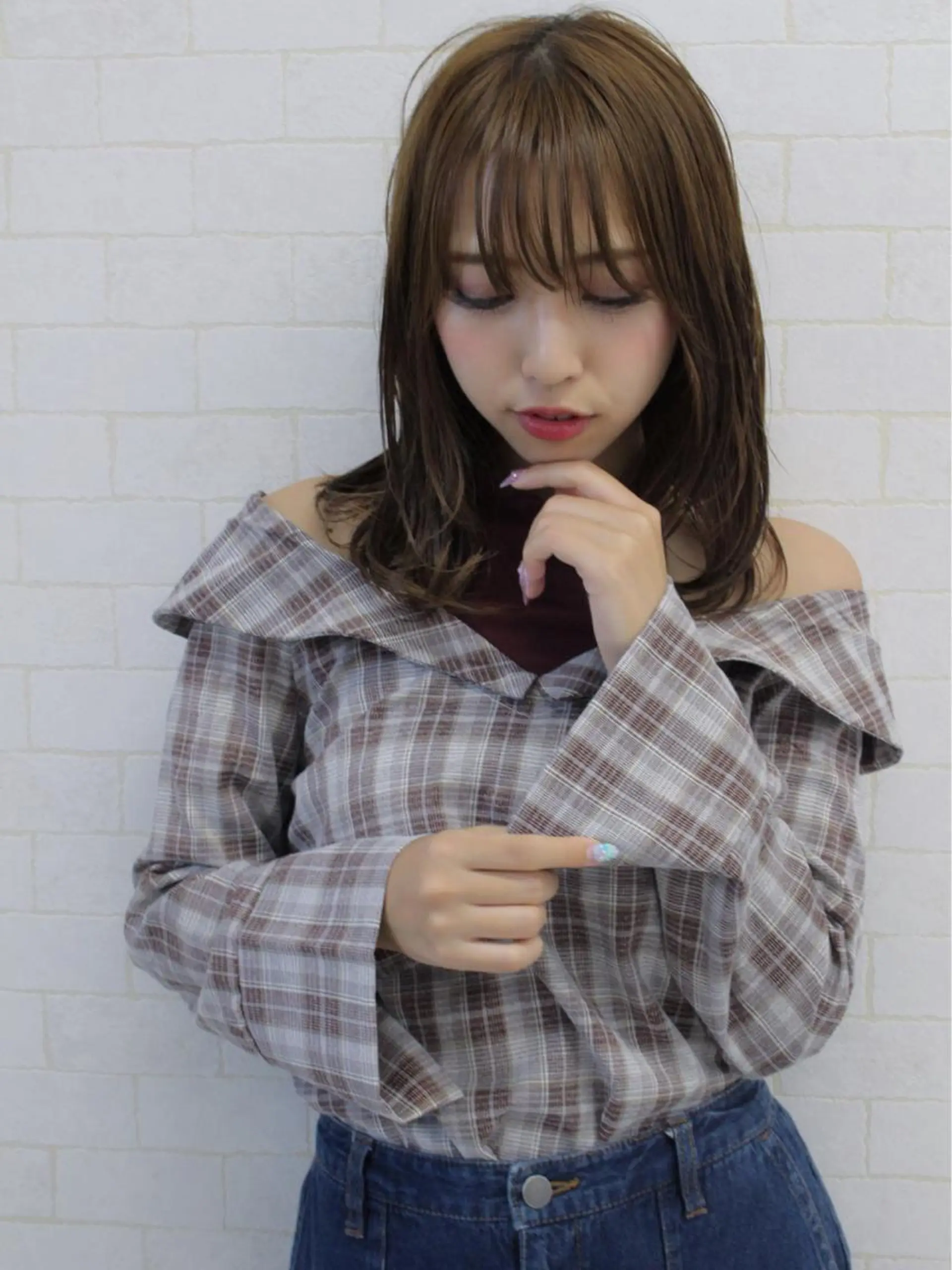 ミディアム カラー パーマ 小濱 秀人のヘアスタイル