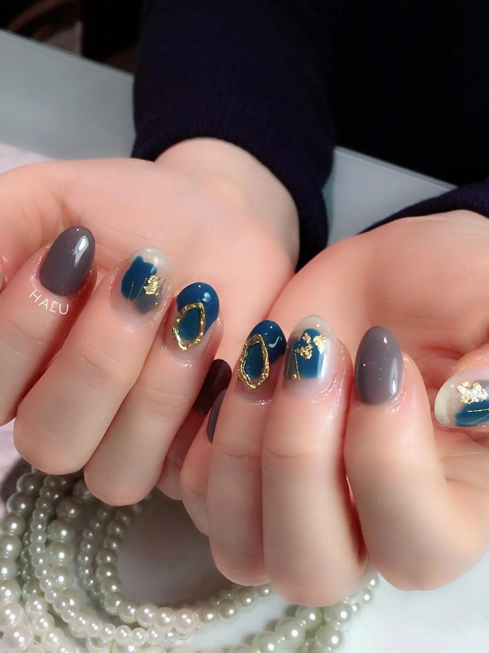 ネイル カジュアル ゴールド HALU ハルのネイルデザイン