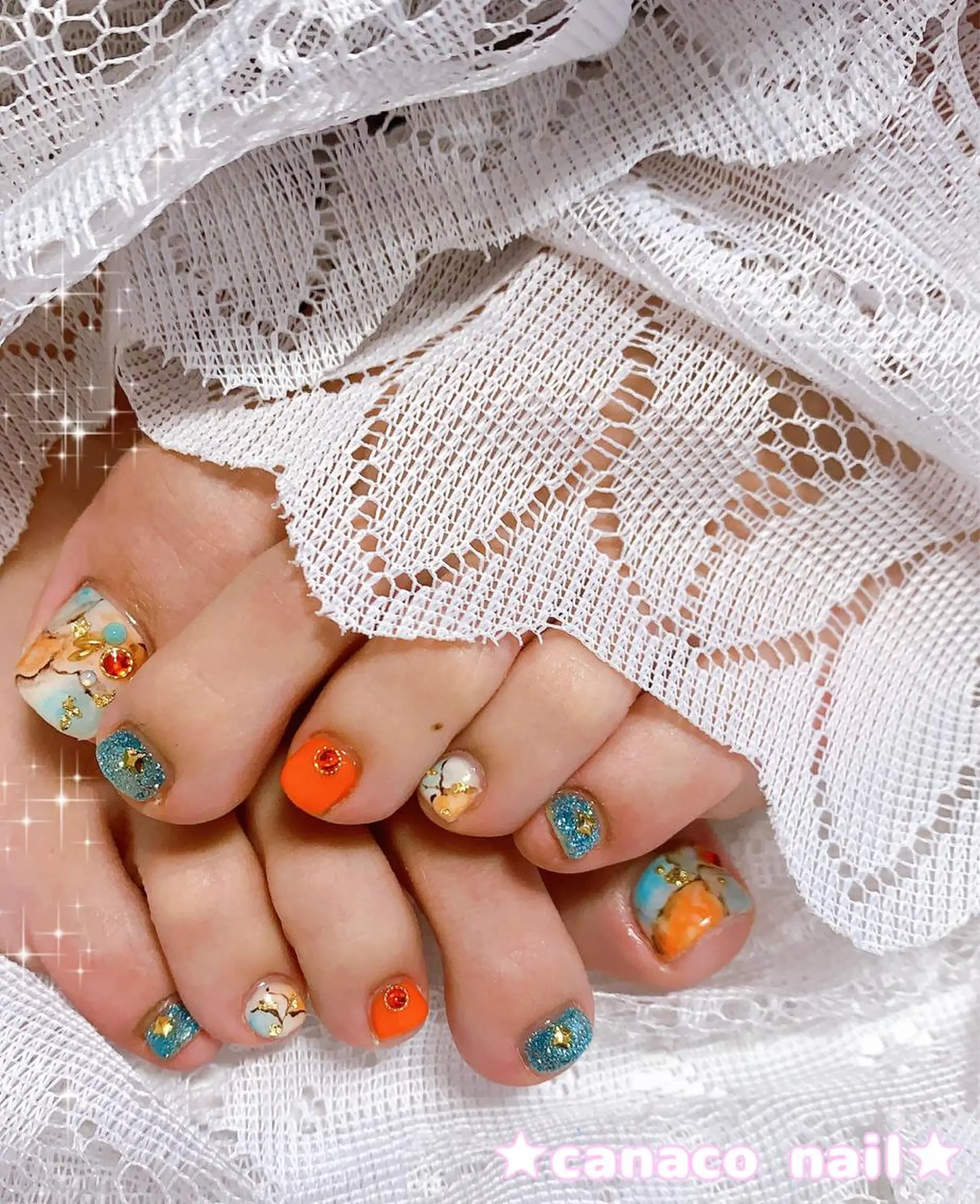 ネイル アートネイル フットネイル 大理石ネイル(マーブル) ストーンネイル Felice所属・ベテランネイル cnc  nailのネイルデザイン