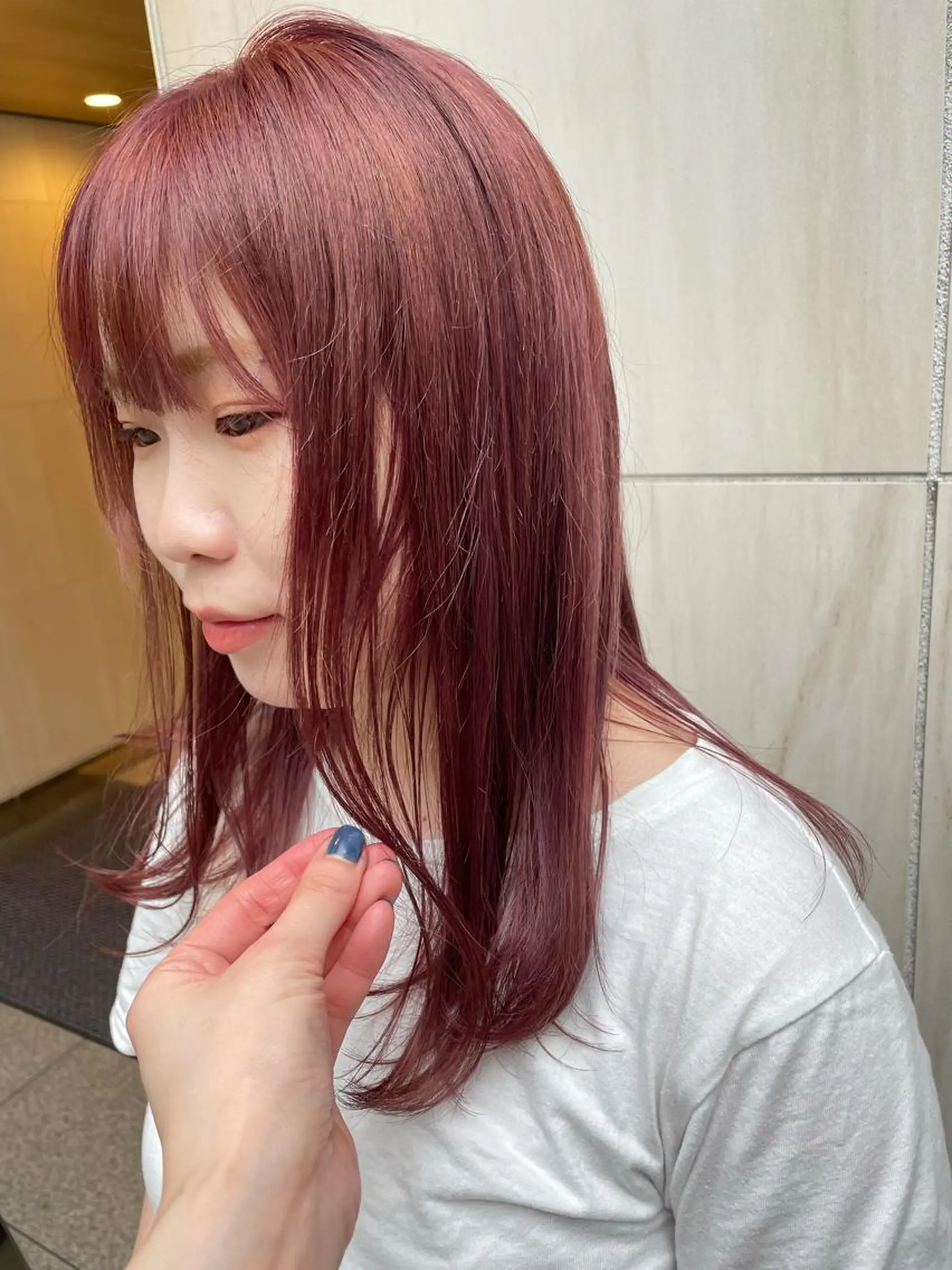 ミディアム カラー パーマ ヘアアレンジ メンズ キッズ ネイル マツエク・マツパ ピンクカラー パープルカラー カラーマツエク ピンク パープル カット ヘアカラー トリートメント tatsumi/ボブ ウルフ/レイヤーのヘアスタイル