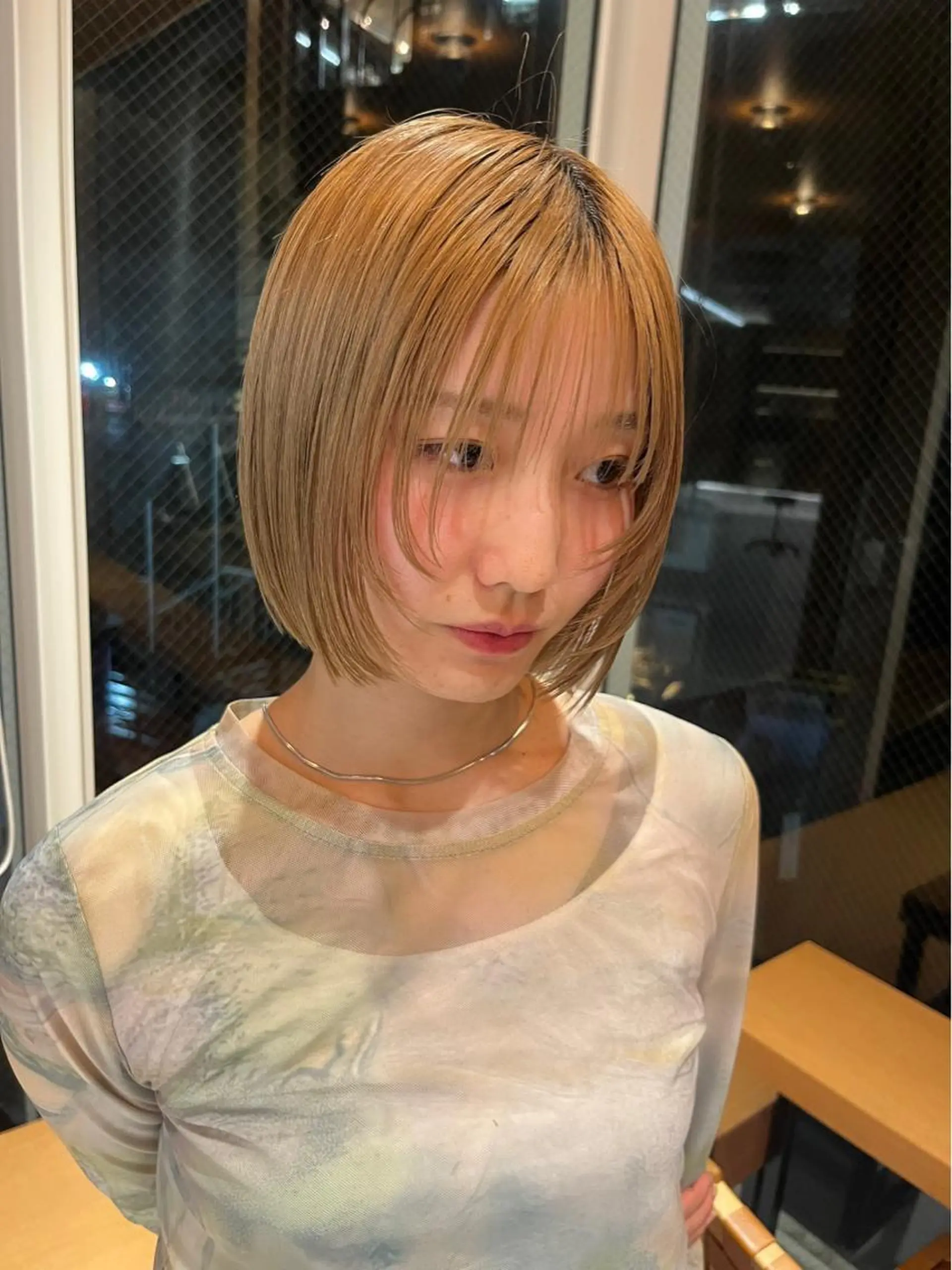 ミディアム カラー カット ヘアカラー トリートメント ボブ&透明感カラー ♡TOMOEのヘアスタイル