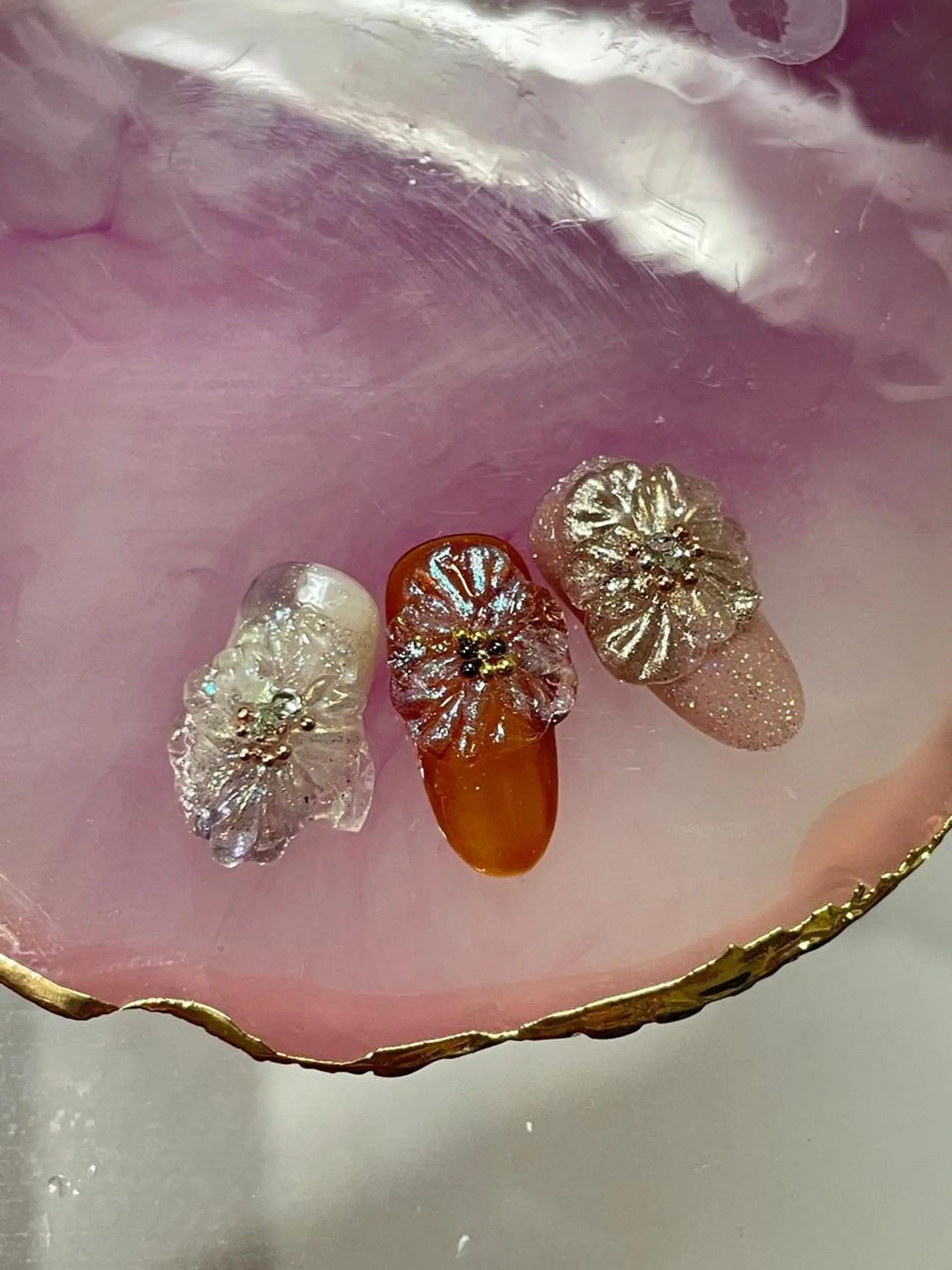 カラー ネイル クリアネイル フラワーネイル ラメ(グリッター) Chérinail 爪のお手入れのネイルデザイン