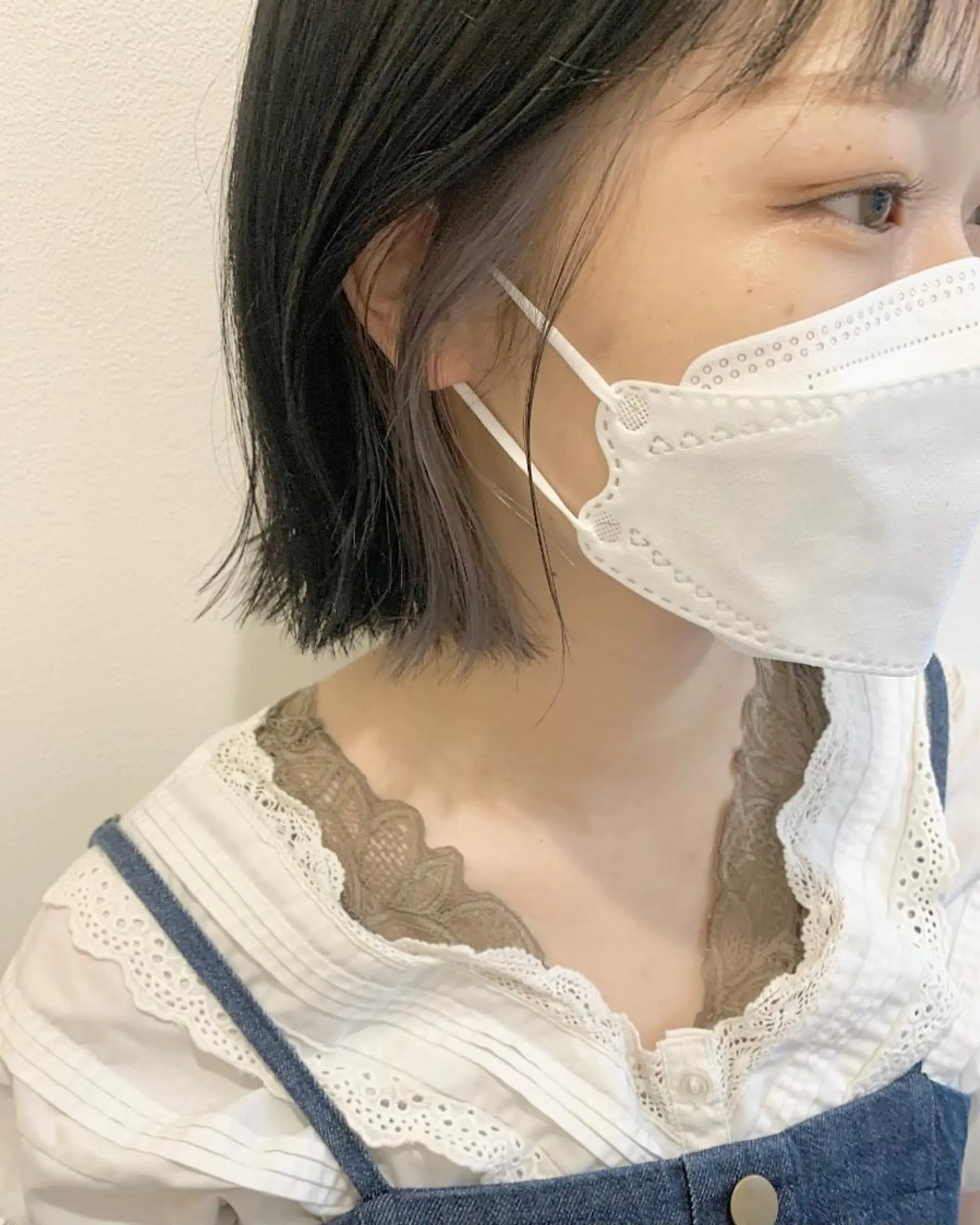 ショート カラー 切りっぱなしボブ イヤリングカラー インナーカラー ボブ MARU レイヤー/パーマのヘアスタイル