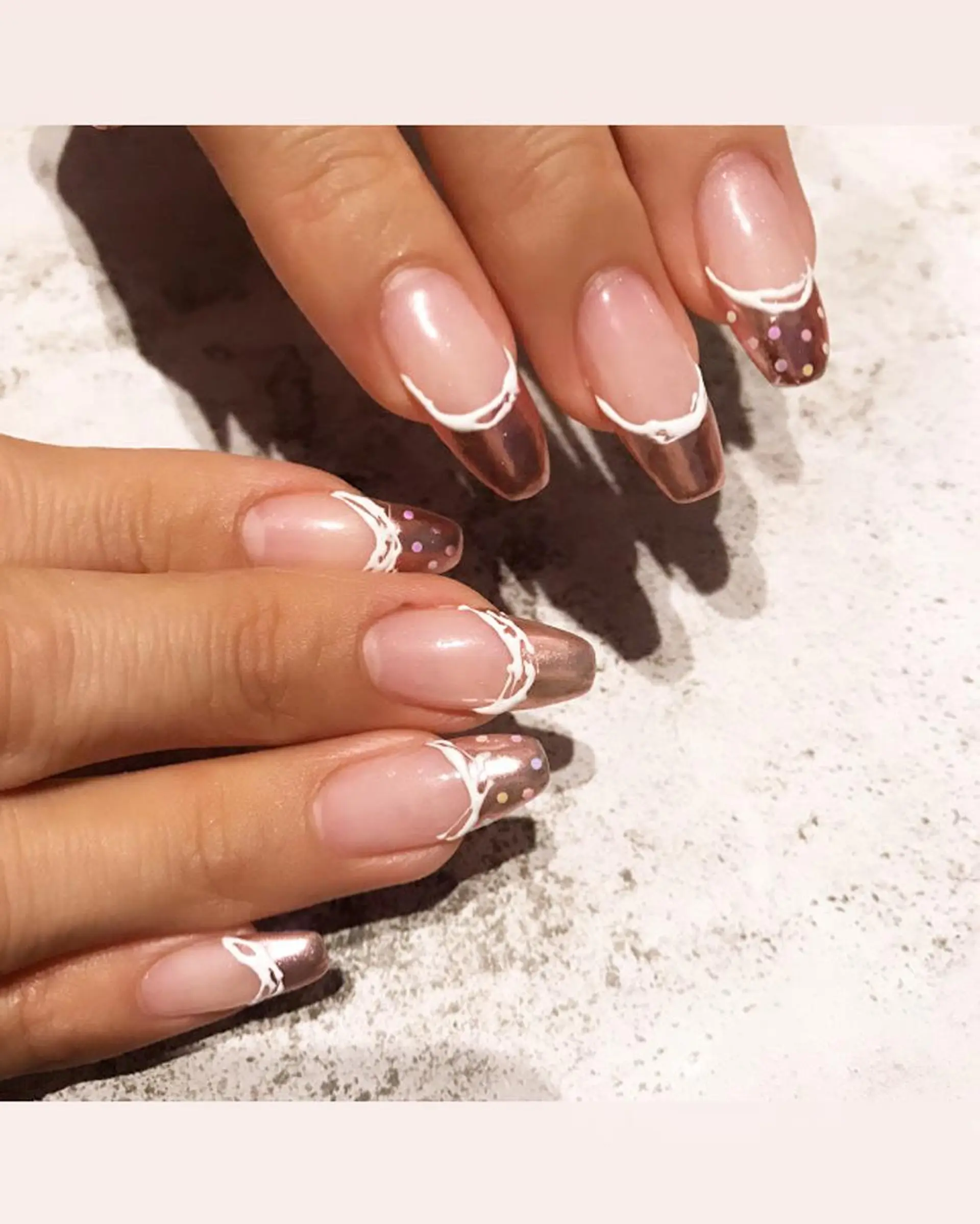 ネイル ドット フレンチネイル ミラーネイル ピンク Kimura Yukoのネイルデザイン