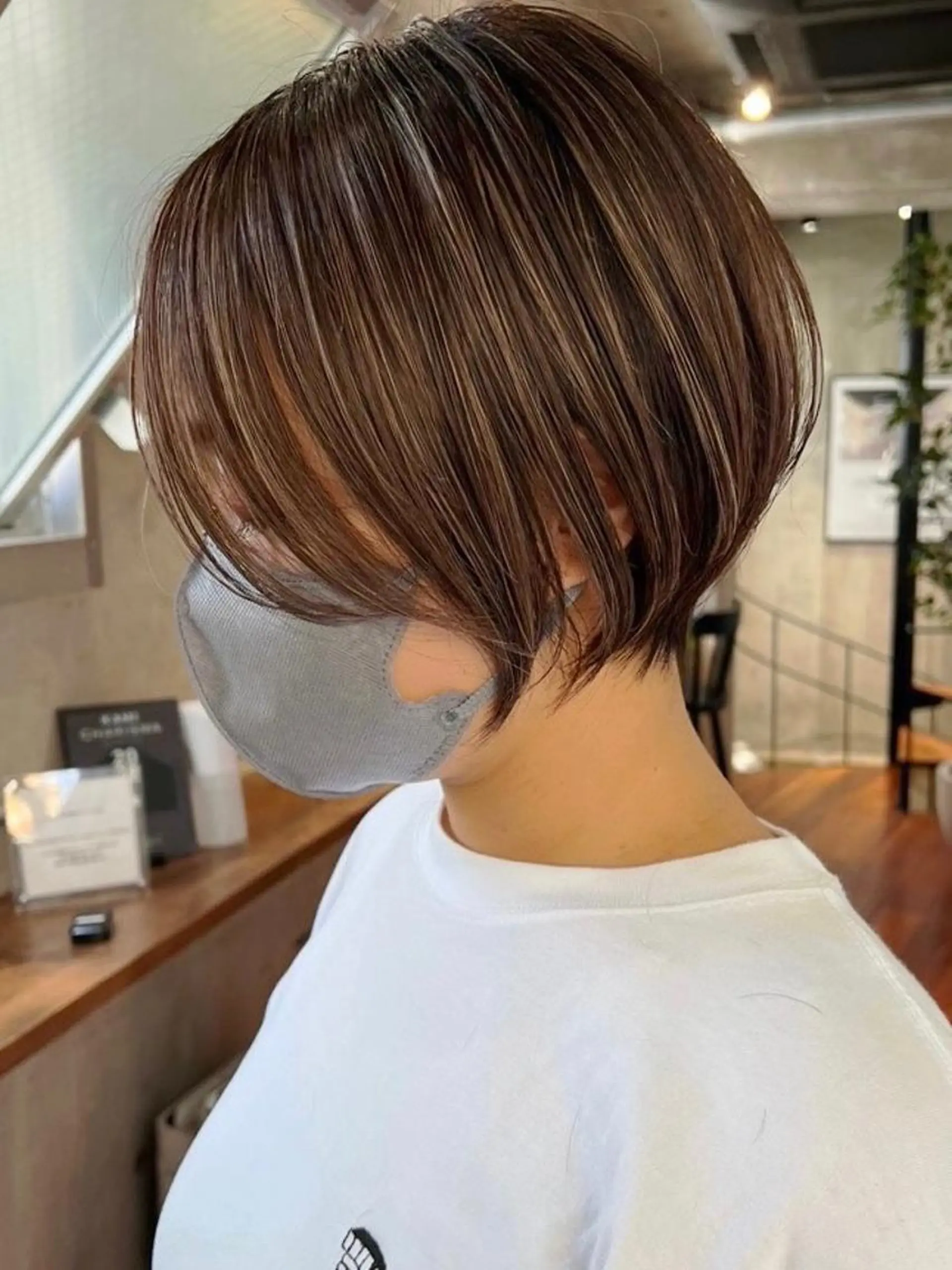 ショート ショートボブ ボブ ハイライト 髪質改善 レイヤーカット 横浜　店長 橋場優のヘアスタイル