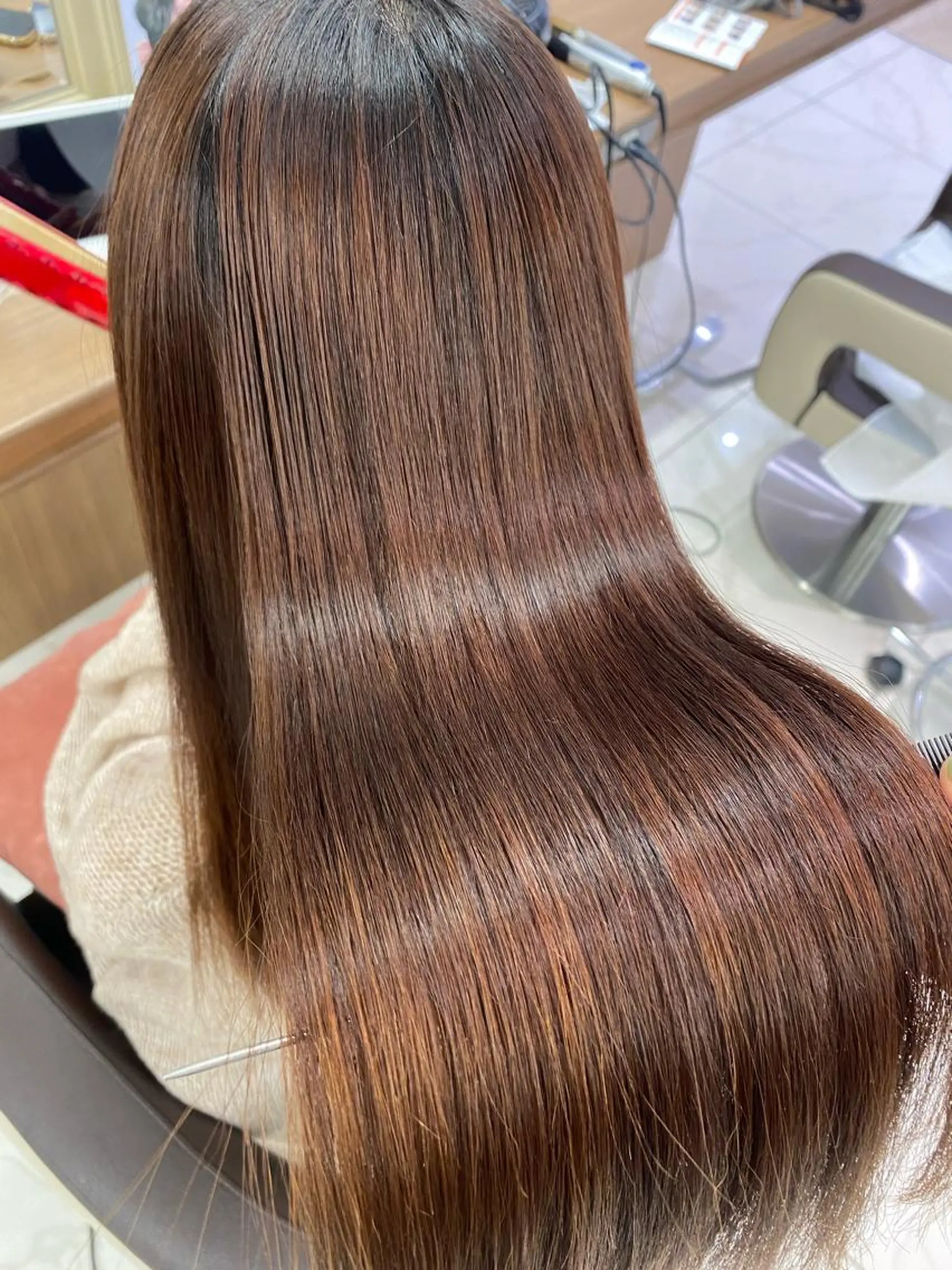 ロング パーマ 縮毛矯正 カット トリートメント 長妻莉央/縮毛矯正 髪質改善カラーのヘアスタイル