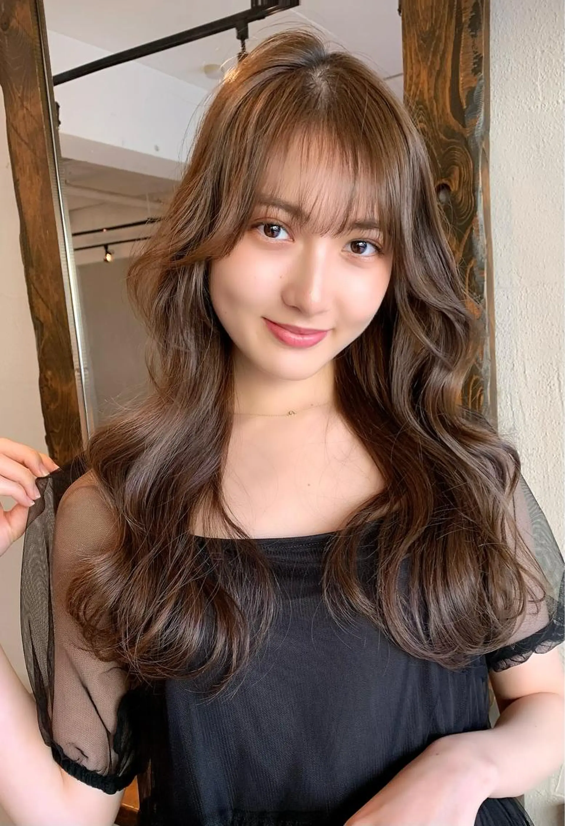 ロング カラー カット ヘアカラー トリートメント ヘッドスパ ヘアセット 透明感/オリーブ/ グレージュ/YUKAのヘアスタイル