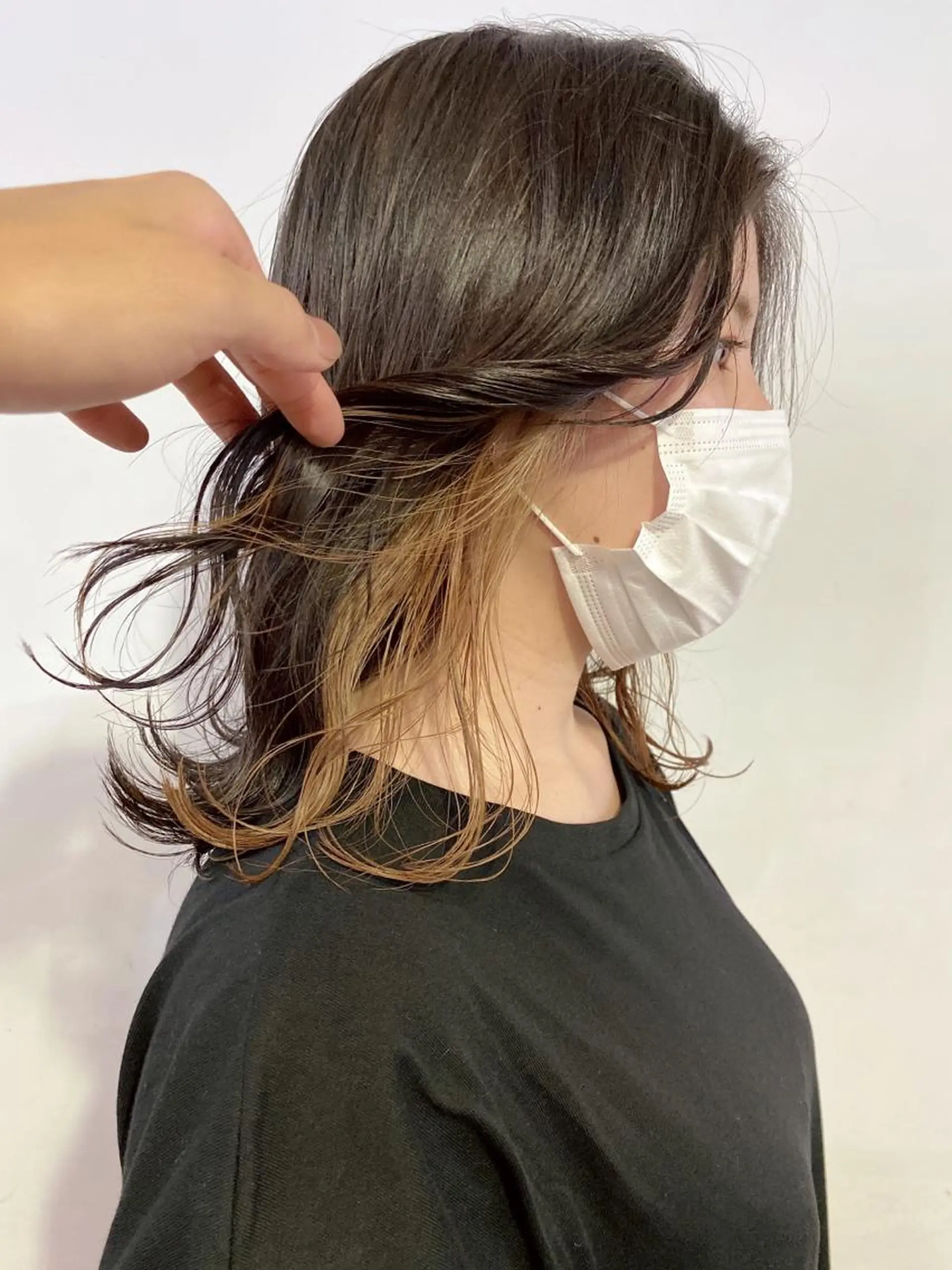 ミディアム カラー ヘアアレンジ ヘアカラー 切りっぱなしボブ/ デザインカラー店長のヘアスタイル