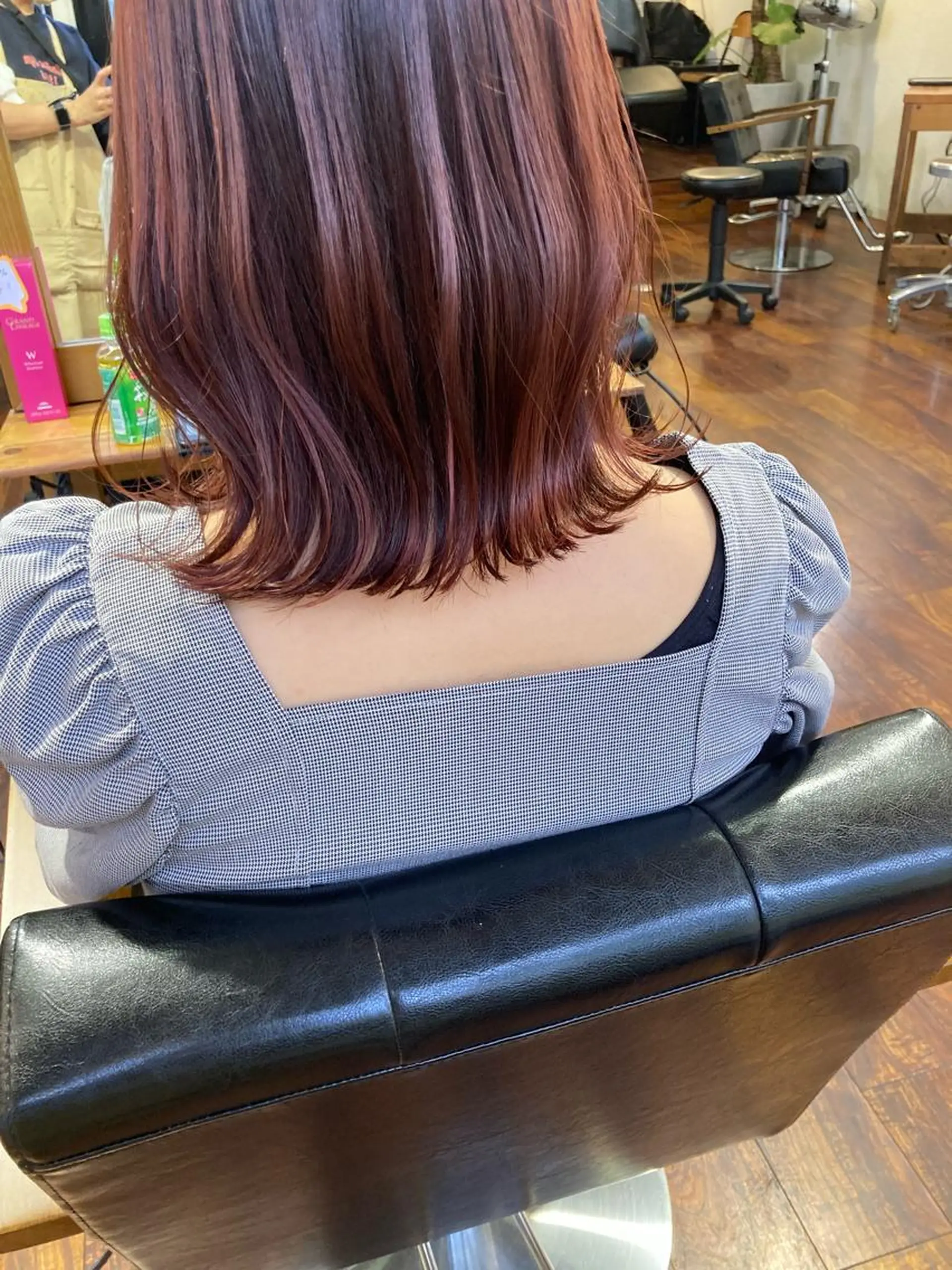 ミディアム カラー ピンクカラー カット 縮毛矯正 小木曽智美 /ボブ/ショートのヘアスタイル