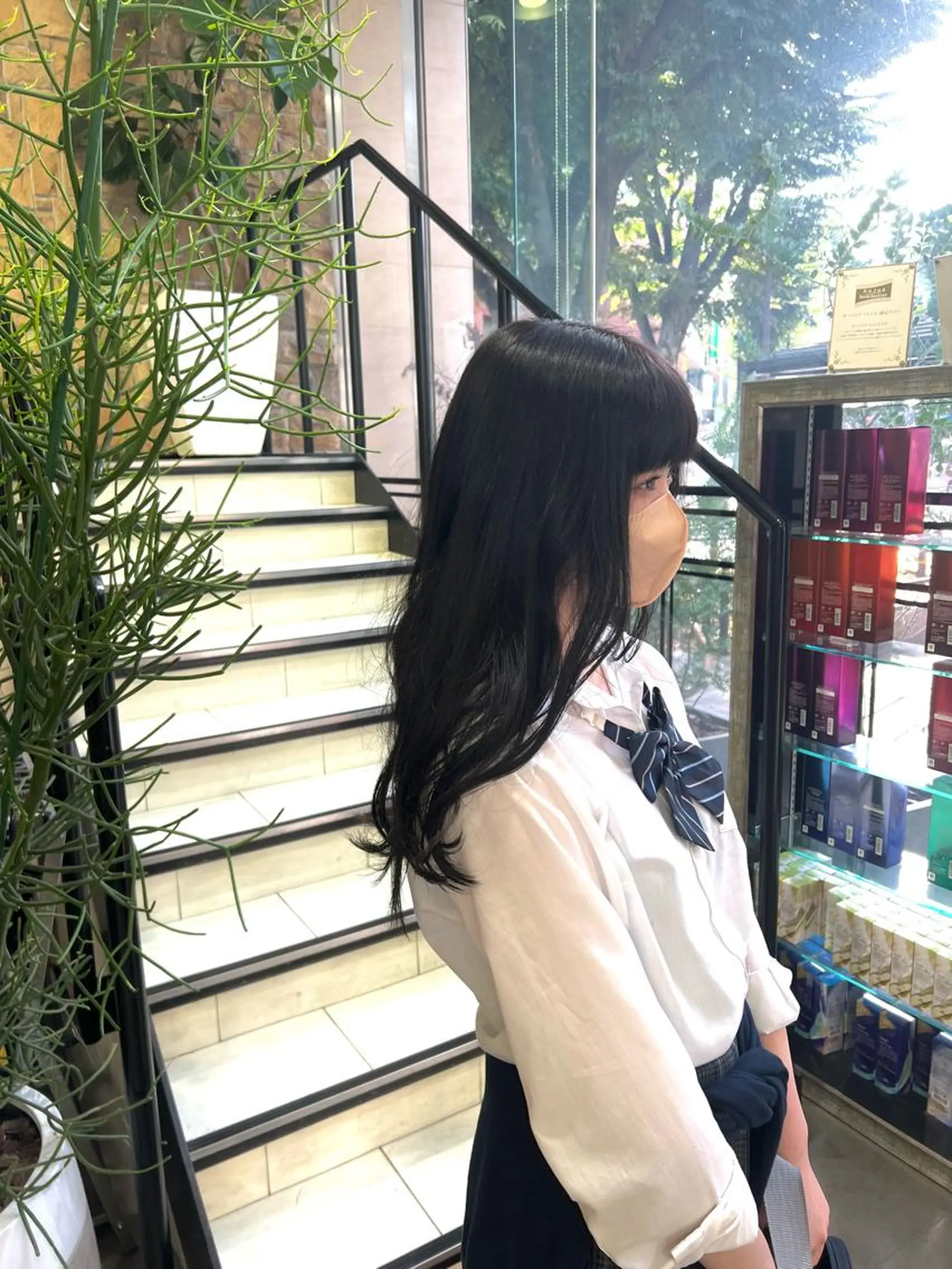 ロング カラー 黒髪 ブルーカラー ブルーグレー ブルーグレージュ 透明感カラー メンズカット松戸/韓 国/メンズパーマ航太のヘアスタイル