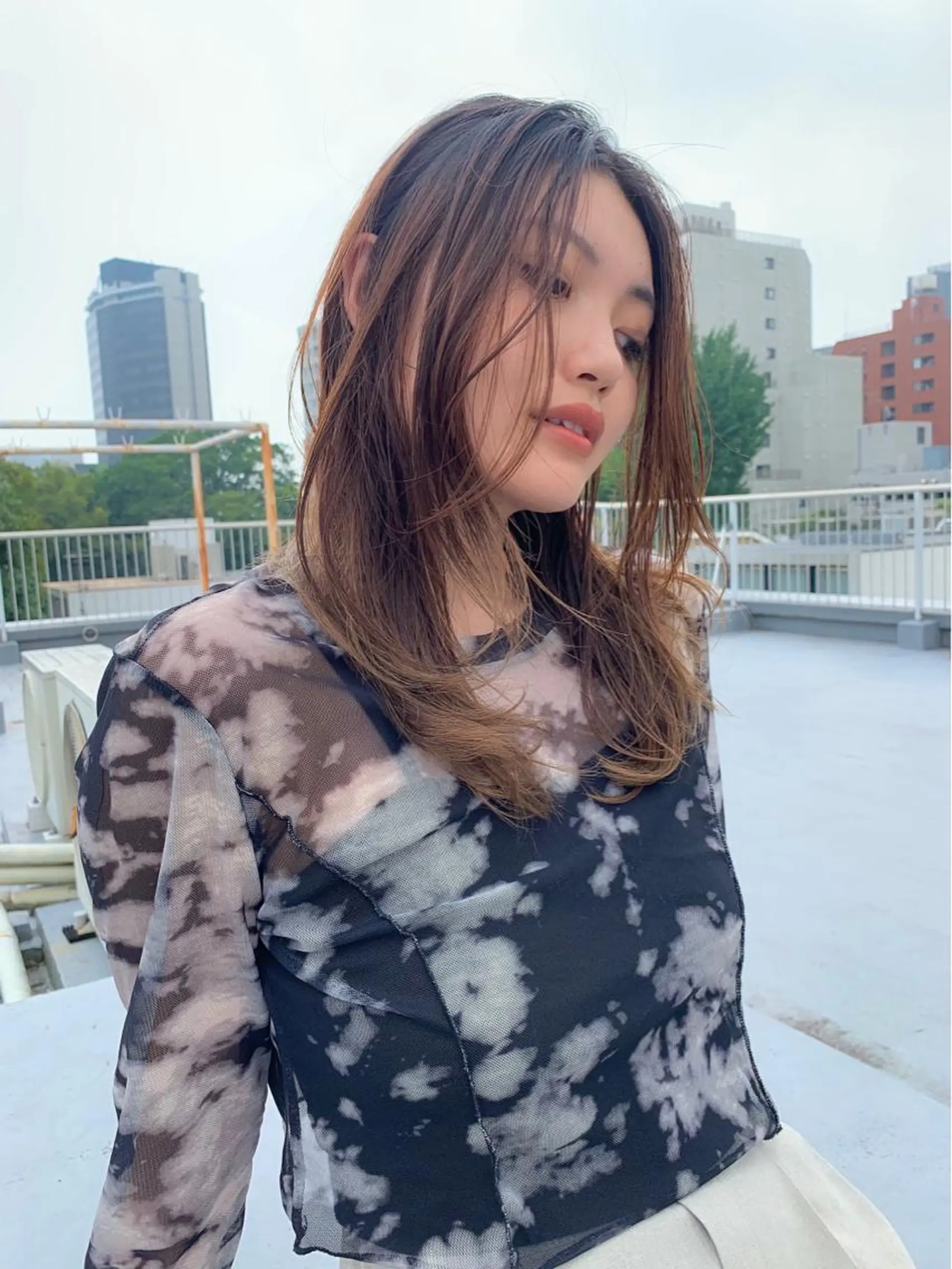 セミロング カラー ハイレイヤー レイヤーカット カット ヘアカラー トリートメント ヘッドスパ ヘアセット 柔らかブラウン/顔周 りレイヤー♡ユウシのヘアスタイル