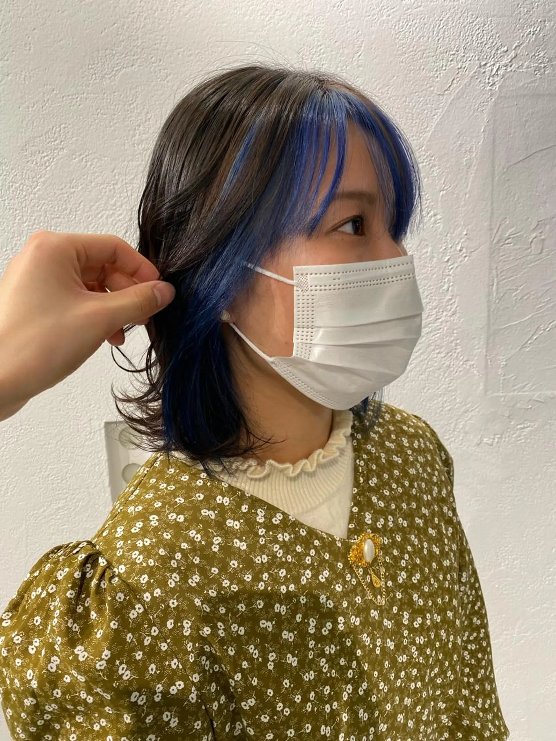 ショート カラー ミストバング ブリーチ ブルーカラー  フェイスフレーミング インナーカラー/レイ ヤーカット♡/マキシのヘアスタイル