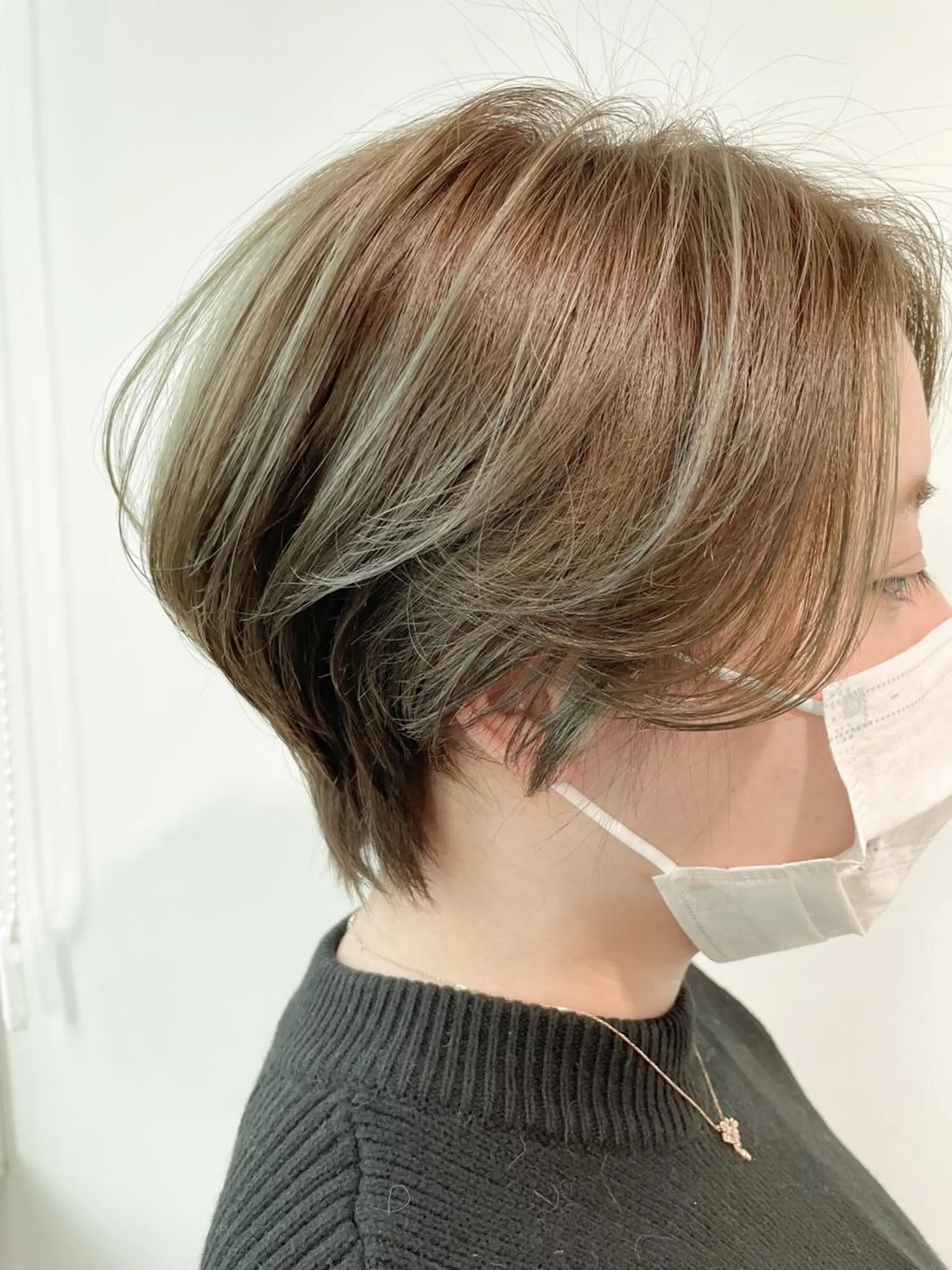 ショート カラー パーマ 透明感カラー Lehm所属・表参道/さあ や/大人ナチュラルのヘアスタイル