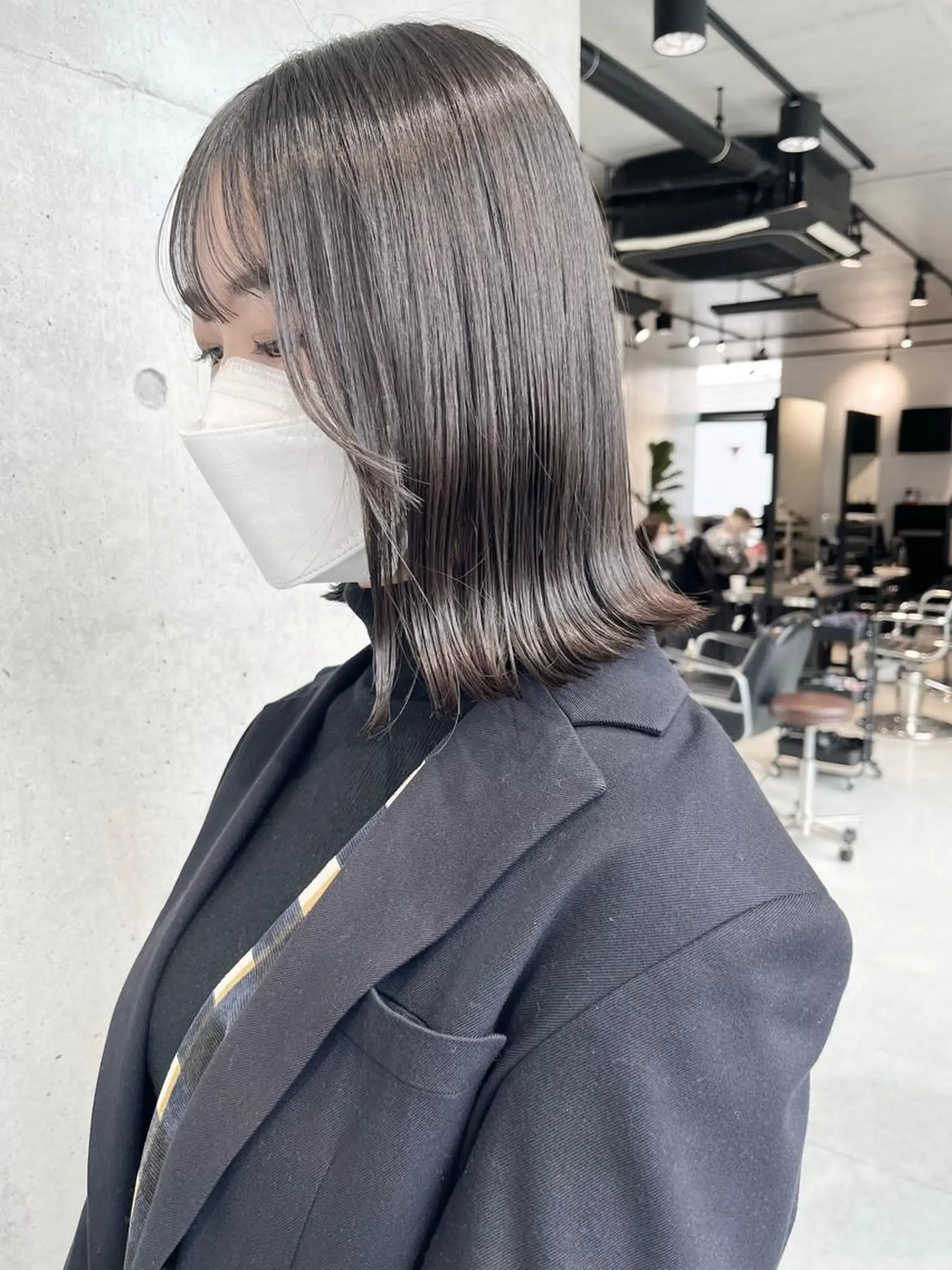 ミディアム カラー パーマ ヘアアレンジ トリートメント ヘッドスパ ヘアセット 透明感/オリーブ/ グレージュ/YUKAのヘアスタイル