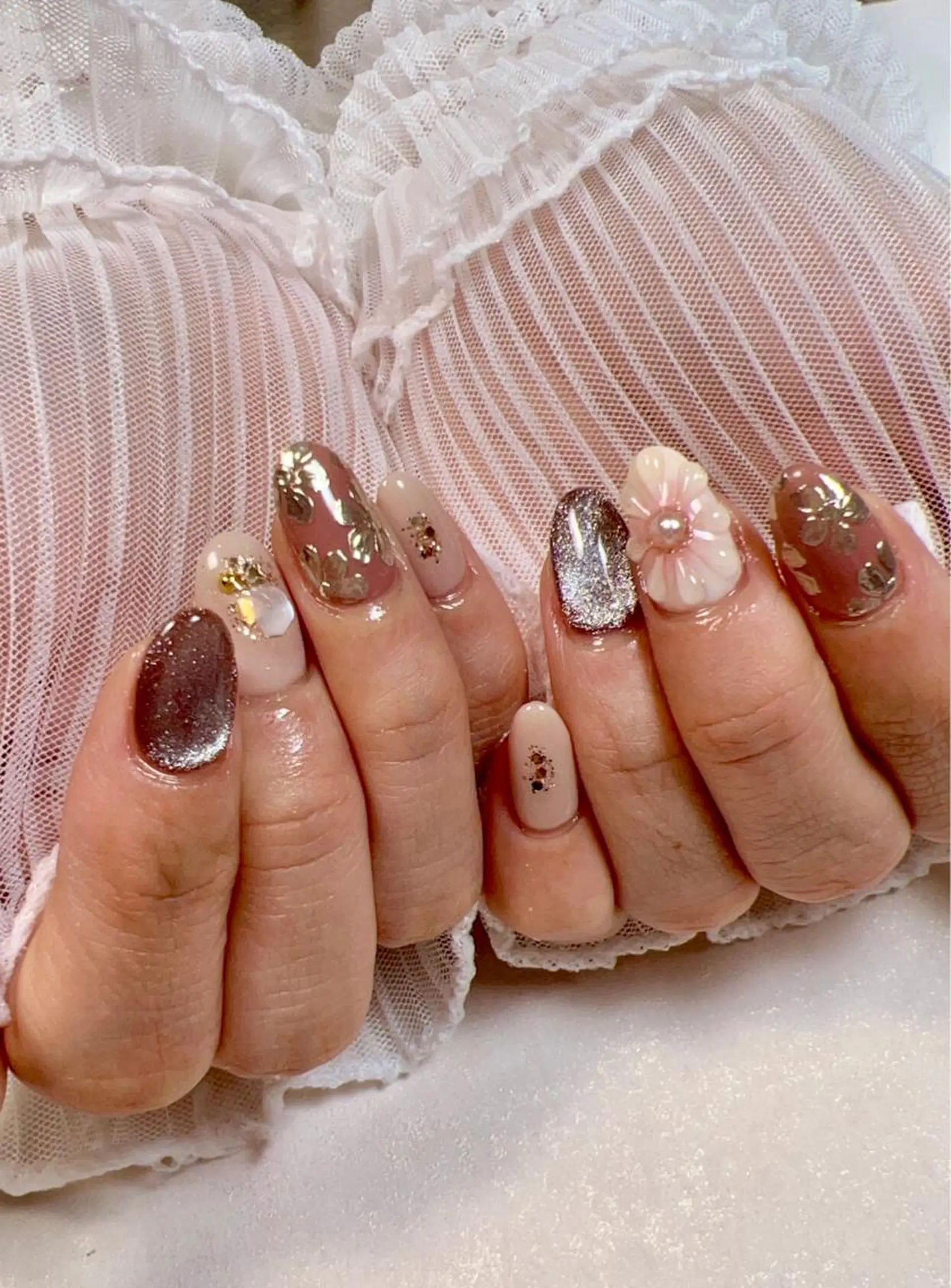 ネイル フラワーネイル ぷっくりネイル 園 あゆみのネイルデザイン