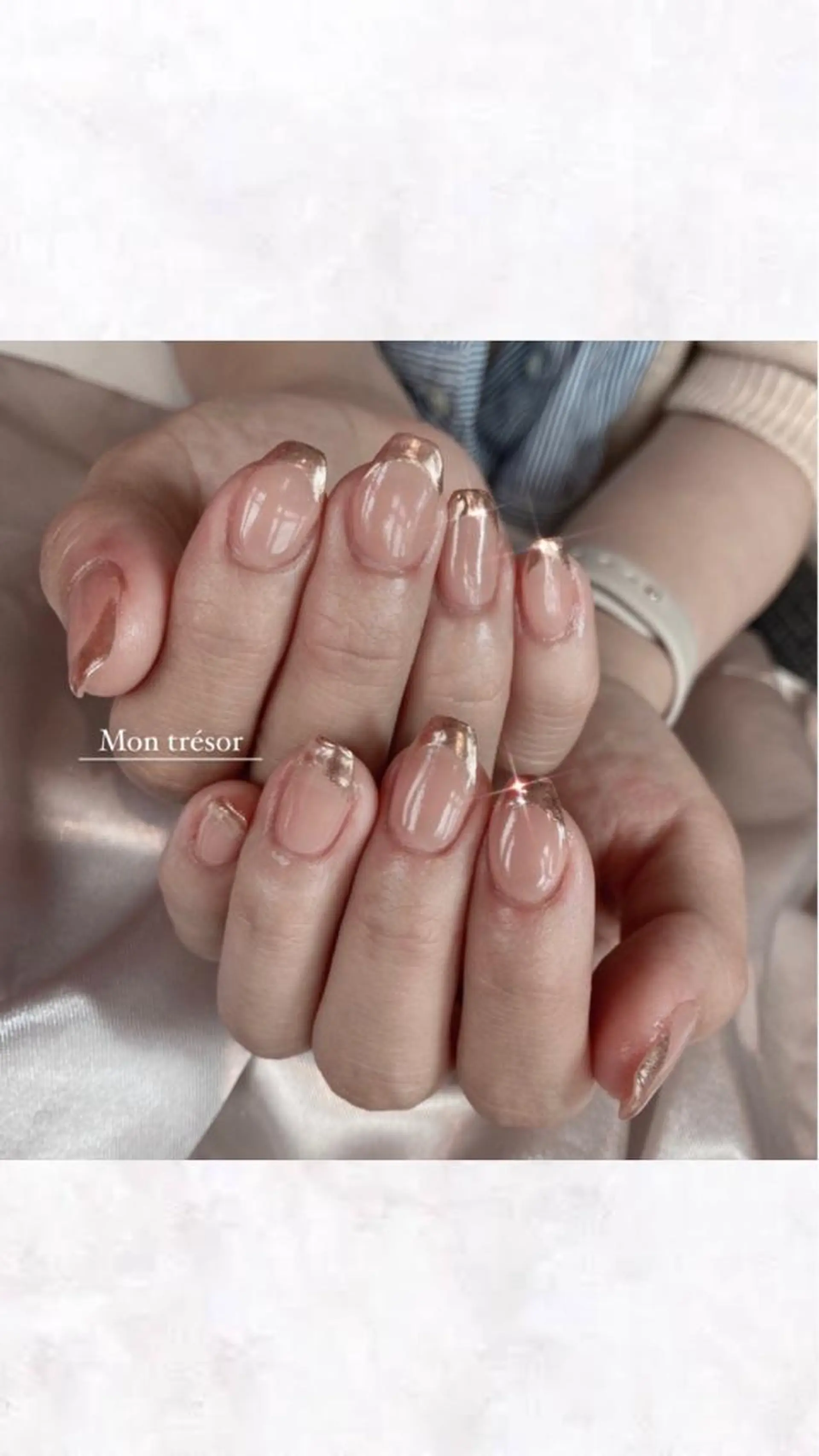ネイル フレンチネイル ミラーネイル Mon trésor所属・Montrésor 名古屋ネイルサロンのネイルデザイン