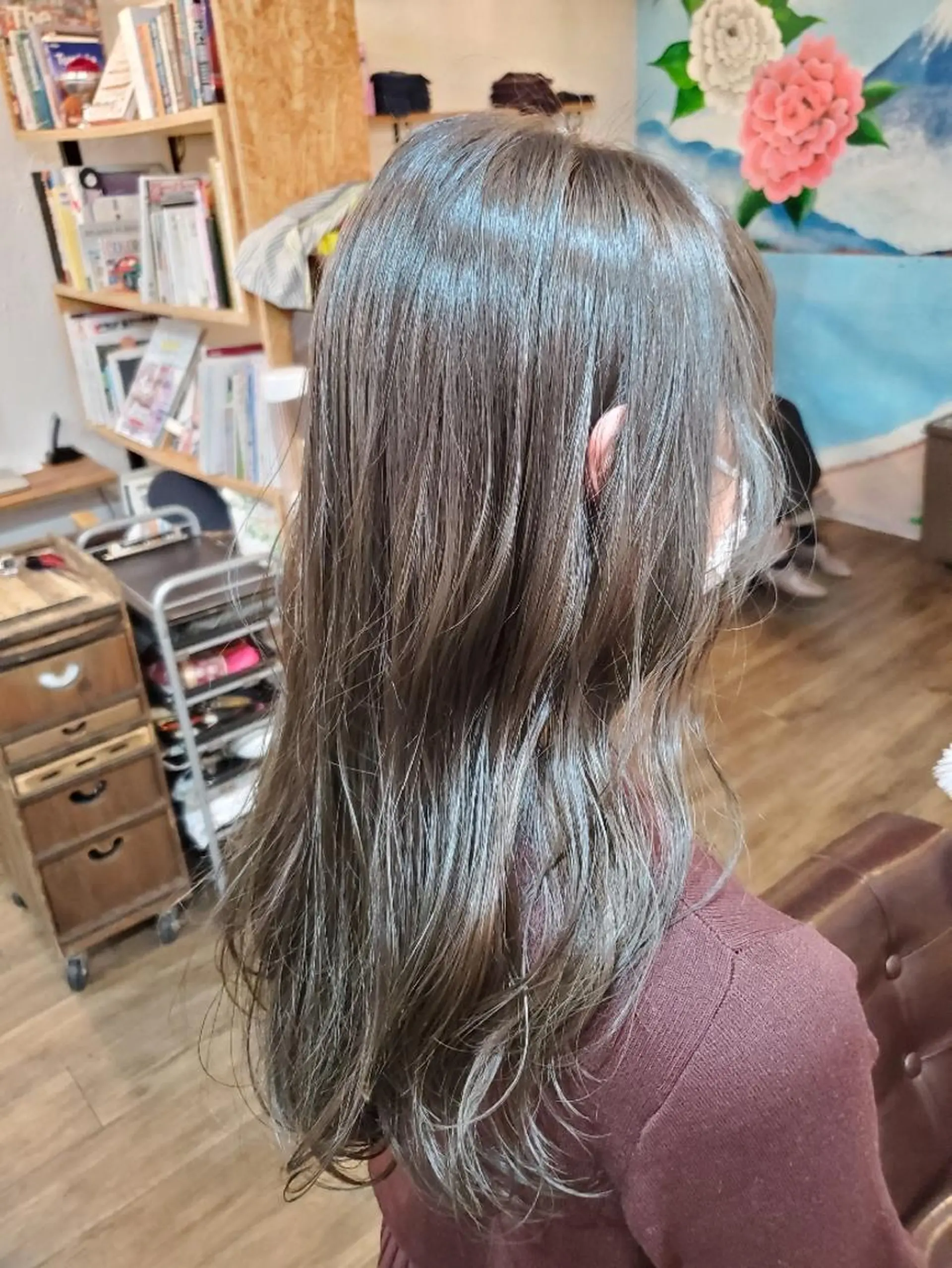 ロング カラー 切りっぱなしボブ ショートボブ バレイヤージュ ベージュカラー 黒髪 カット ヘアカラー トリートメント フリーランス所属・韓国ヘア レイヤー くびれヘアMATSUのヘアスタイル