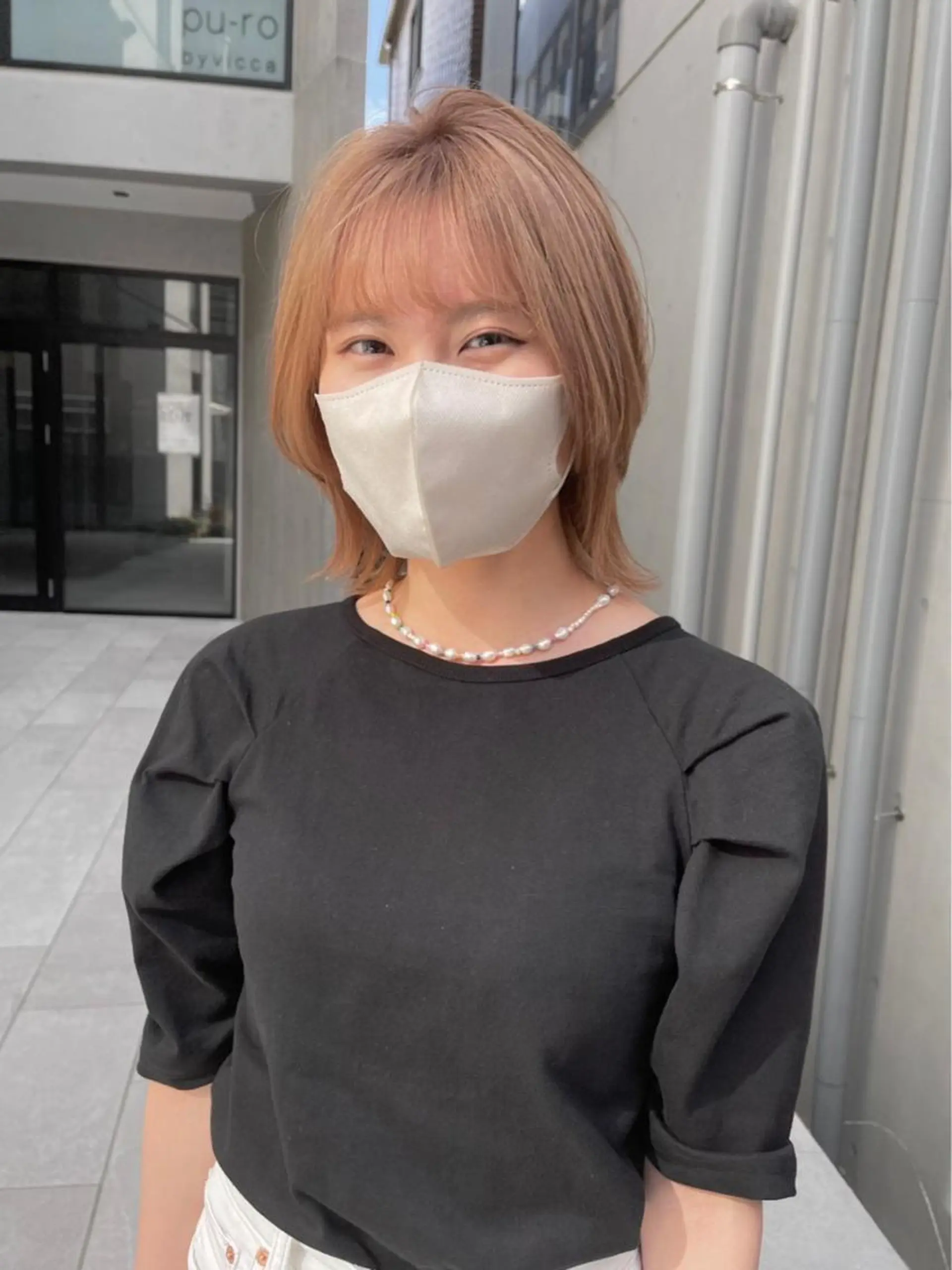 ミディアム カラー ブリーチ ケアブリーチ デザインカラー ダブルカラー イヤリングカラー カット ヘアカラー トリートメント ARCANAブリーチ レイヤーカット/原宿のヘアスタイル