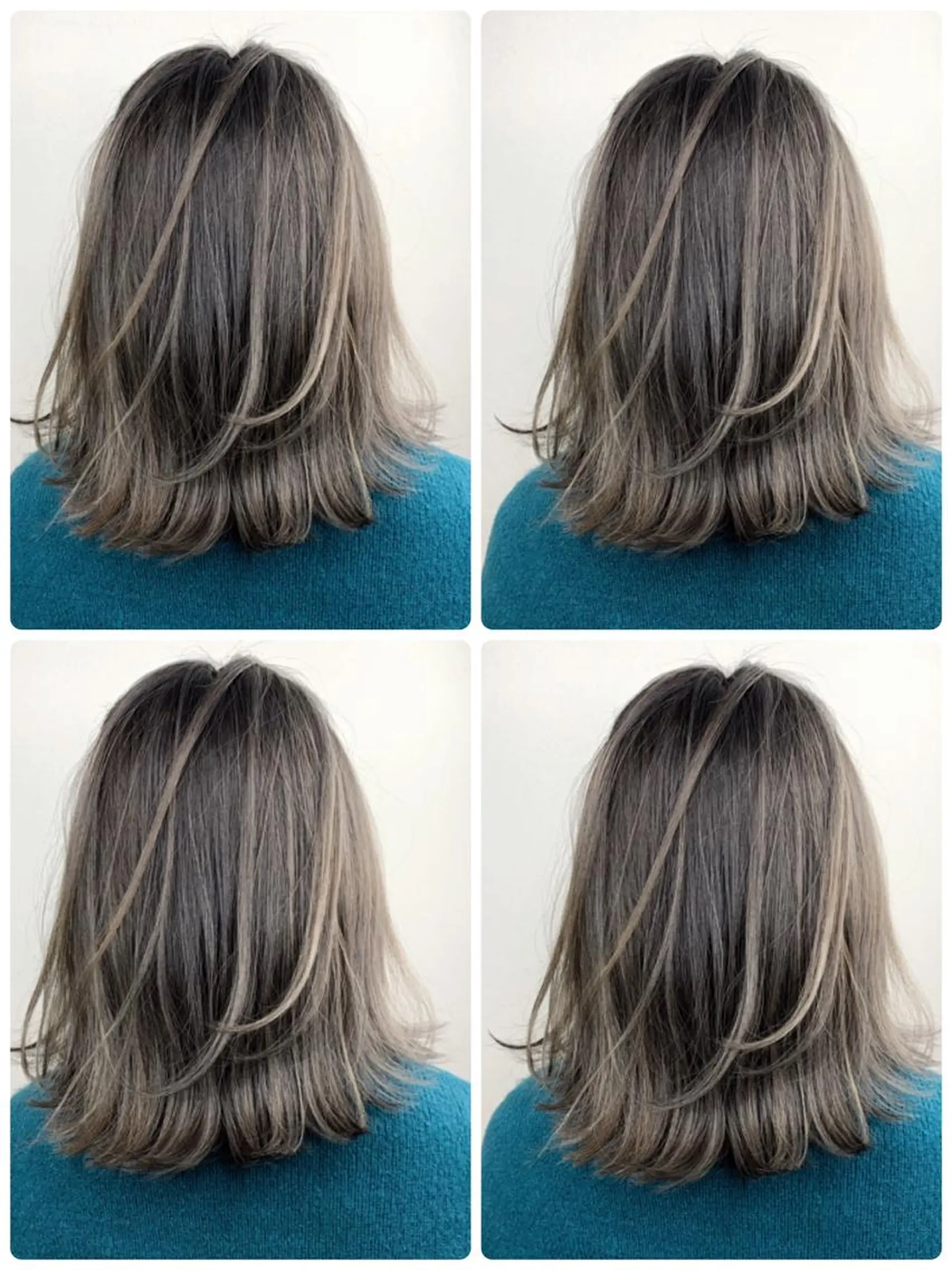 ミディアム カラー バレイヤージュ レイヤーカット due hair 京都駅前店 MILBON オージュア認定サロン【デューヘアー】所属・ハイトーンブリーチ 土坂　由志【京都】のヘアスタイル