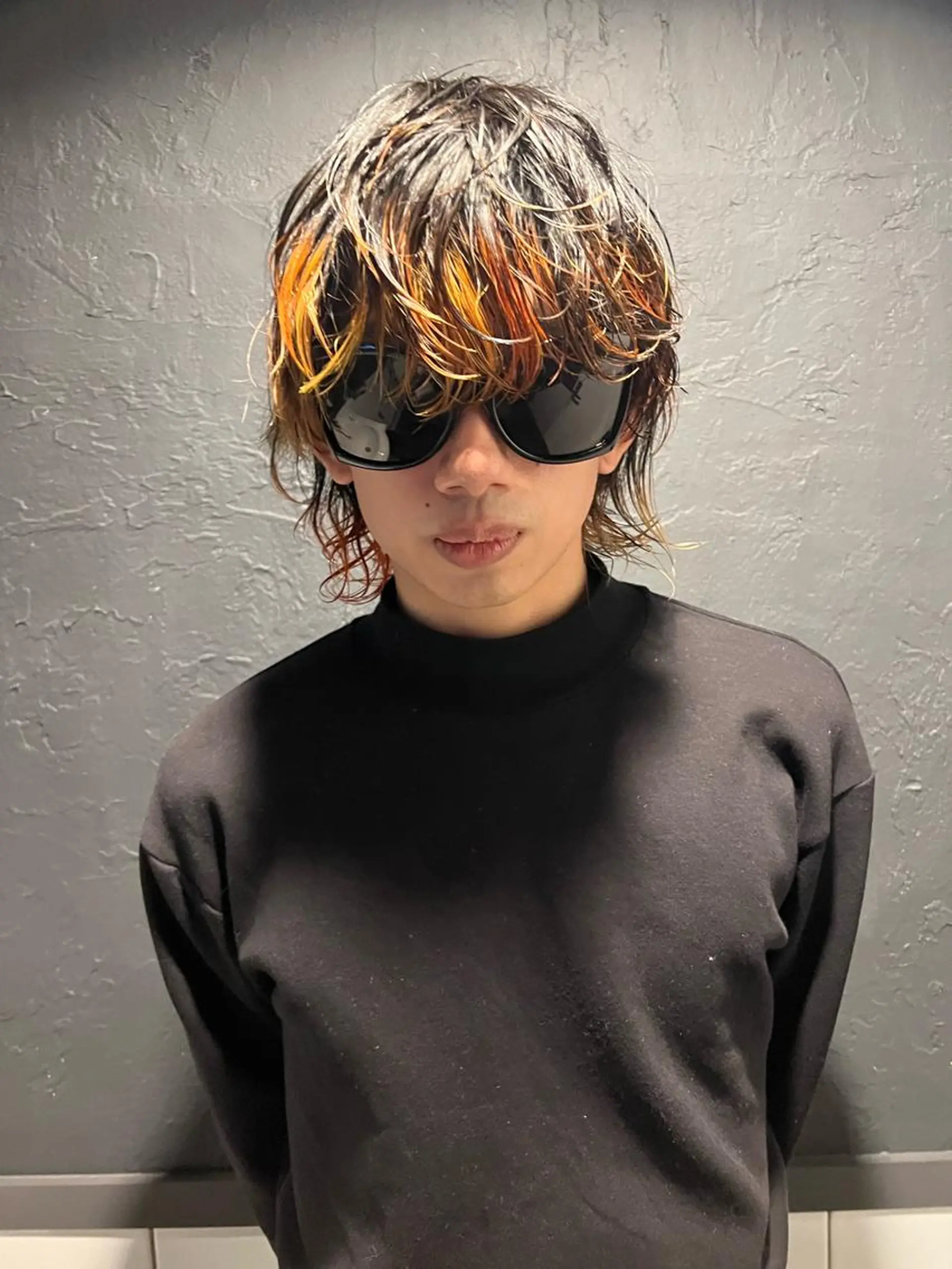 ミディアム パーマ メンズ 退色まで透明感ある ダブルカラー/リクのヘアスタイル